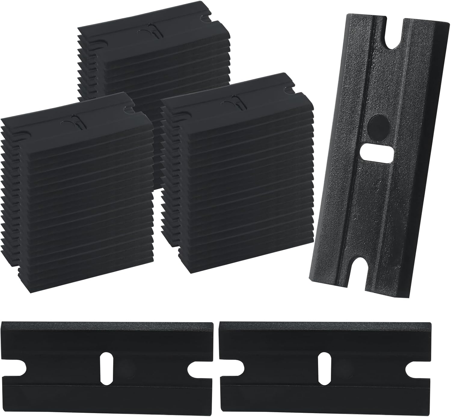 100pcs Plastic Razor Blades, Edged Safety Blades Adhesive Scraper Blades, Versatile Glass Scraper Tool for Cleaning Adhesive Residue Household Cleaners