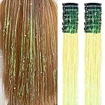 Hair Tinsel Pack of 12 Pcs Clip in Hair Tinsel 20 Inch Yellow Glitter Tinsel Hair Extensions Tinsel Fairy Hair Party Dazzle Hair Accessories Strands Kit (12Pcs,Dazzle Light Yellow)
