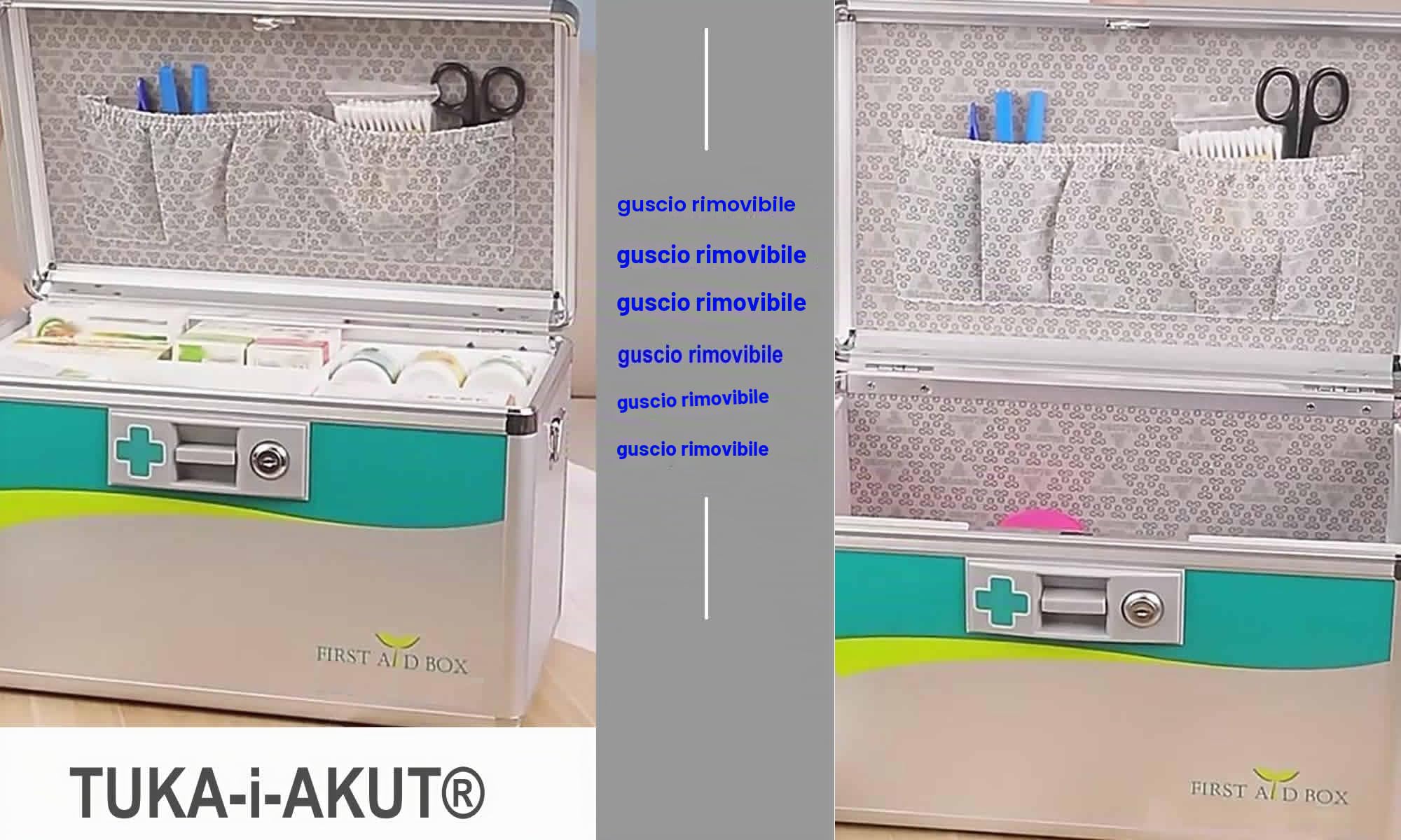 TUKA-i-AKUT 2X 17L Cassetta per Medicinali con Serratura e Maniglia Tracolla, Sicura per Bambini, Portatile Scatola Pronto Soccorso, Armadietti Farmacia Medica Lega Alluminio, 36x22x22cm, TKD6400-L