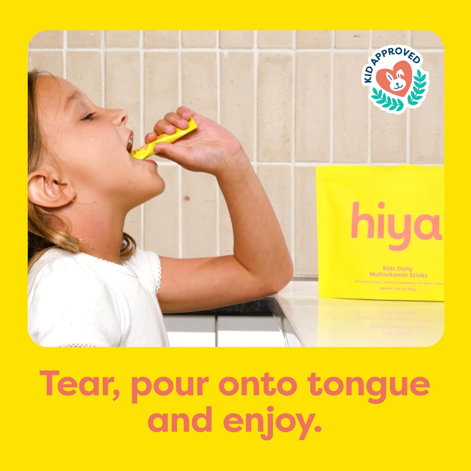 Hiya Kids Multivitamin – 15+ Essential Vitamins & Minerals with Fruits & Veggies for Ages 2+, Supports Growth, Development & Immune, 0g Sugar – 20 Stick Packs for Toddlers & Kids - Image 3