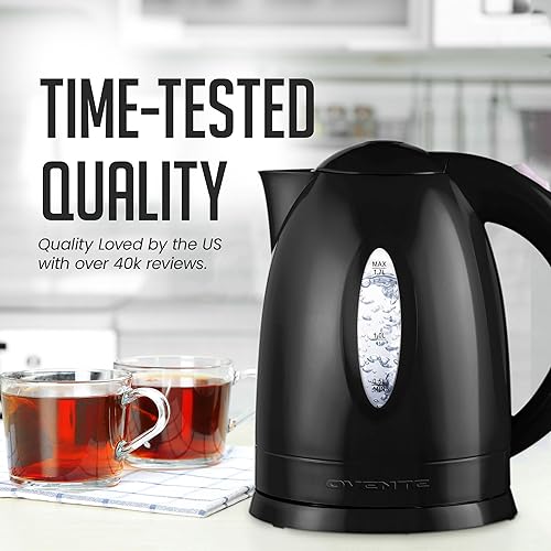 Miniatura 5 de OVENTE KP72B- Hervidor eléctrico de 0.45 g (1.7 litros), calentador de agua inalámbrico de ebullición rápida sin bisfenol A (BPA), apagado