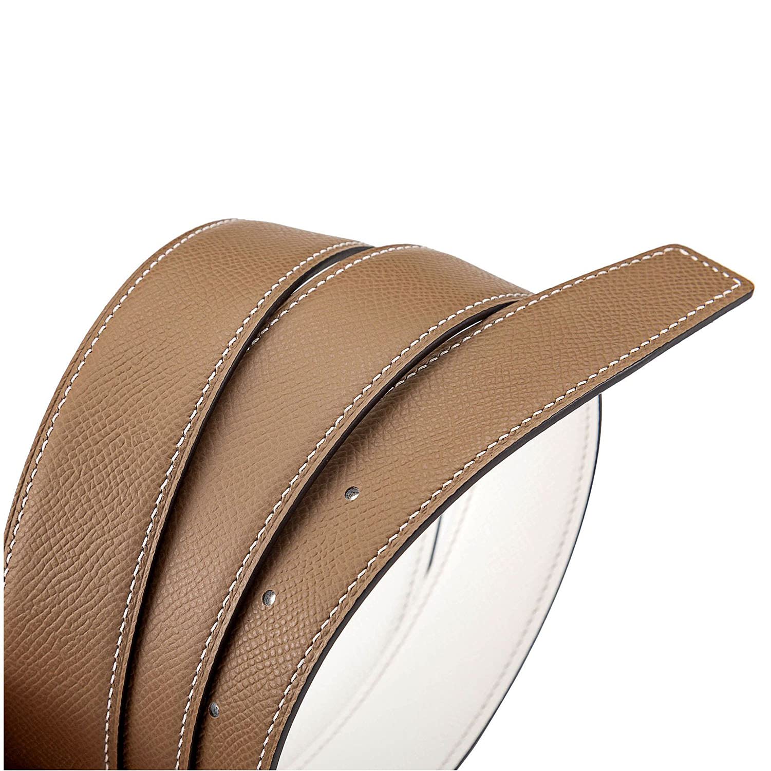 Vatee's Cinturón de repuesto reversible de piel auténtica sin hebilla de 3,8 cm/3,2 cm de ancho, H285 Khaki White, X-Small