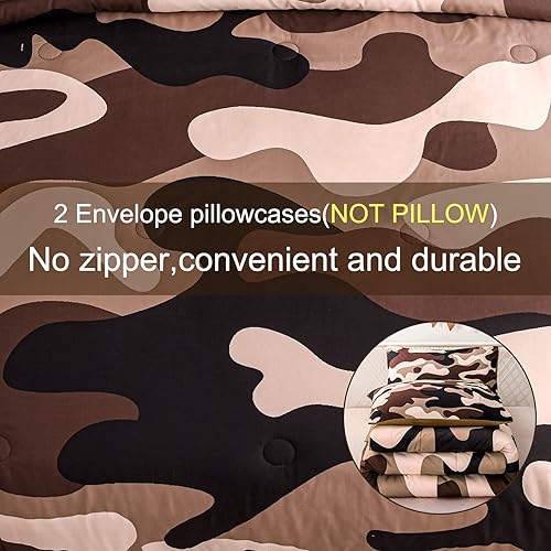 Miniatura 3 de Meeting Story Juego de ropa de cama de camuflaje, juego de edredón tamaño Queen con patrón colorido, 3 piezas, un edredón y dos fundas de almohada