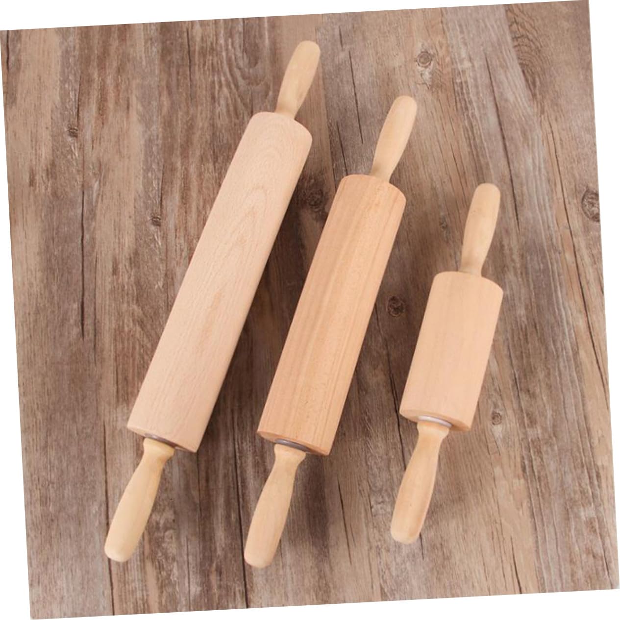 Cabilock 2 Piezas Rodillos de Madera sin Pintar sin Cera Rodillo para Hornear Pan Pasteles Galletas Pizzas Natural para Fondant