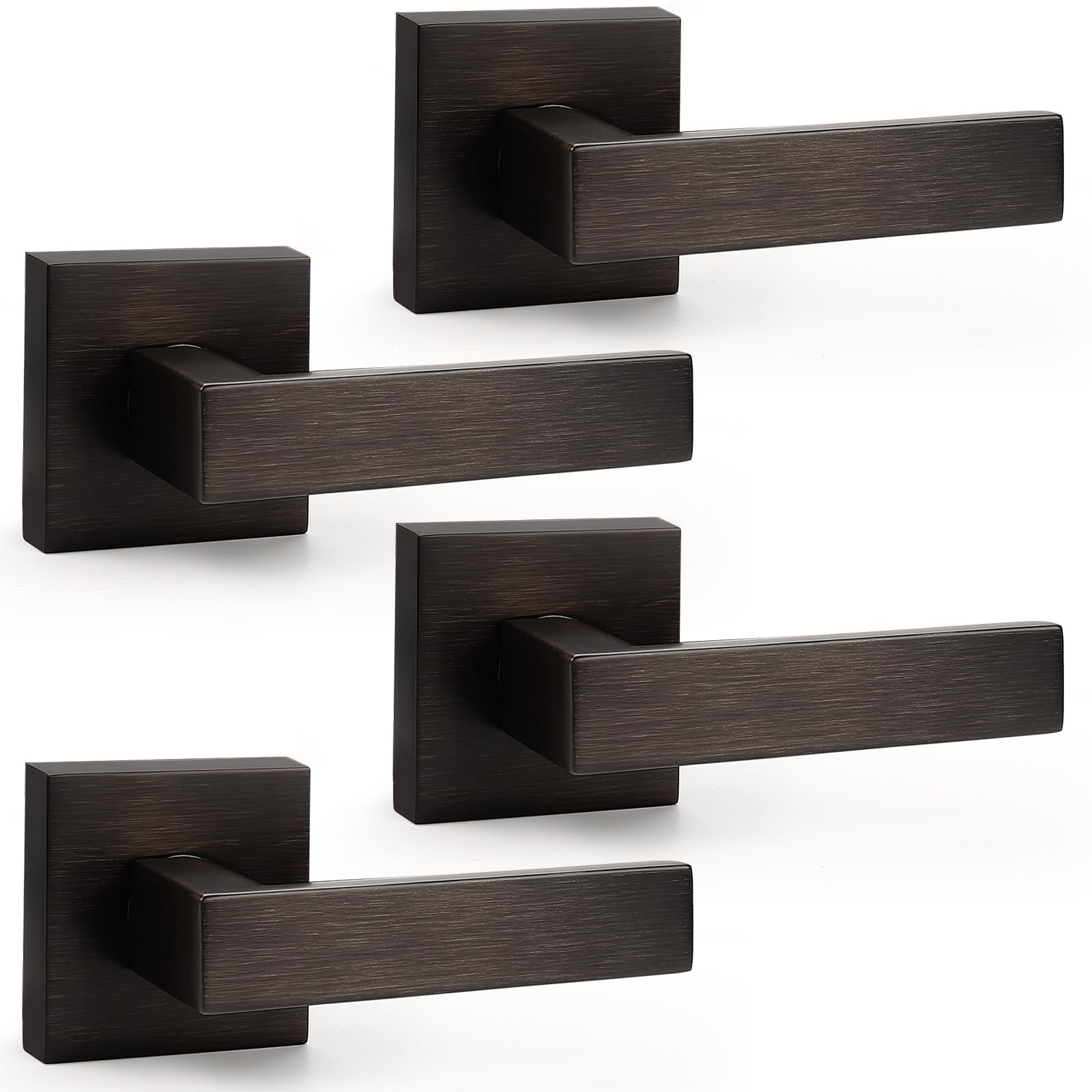 Levier de porte carré Probrico bronze huilé lot de 4 poignées fixes