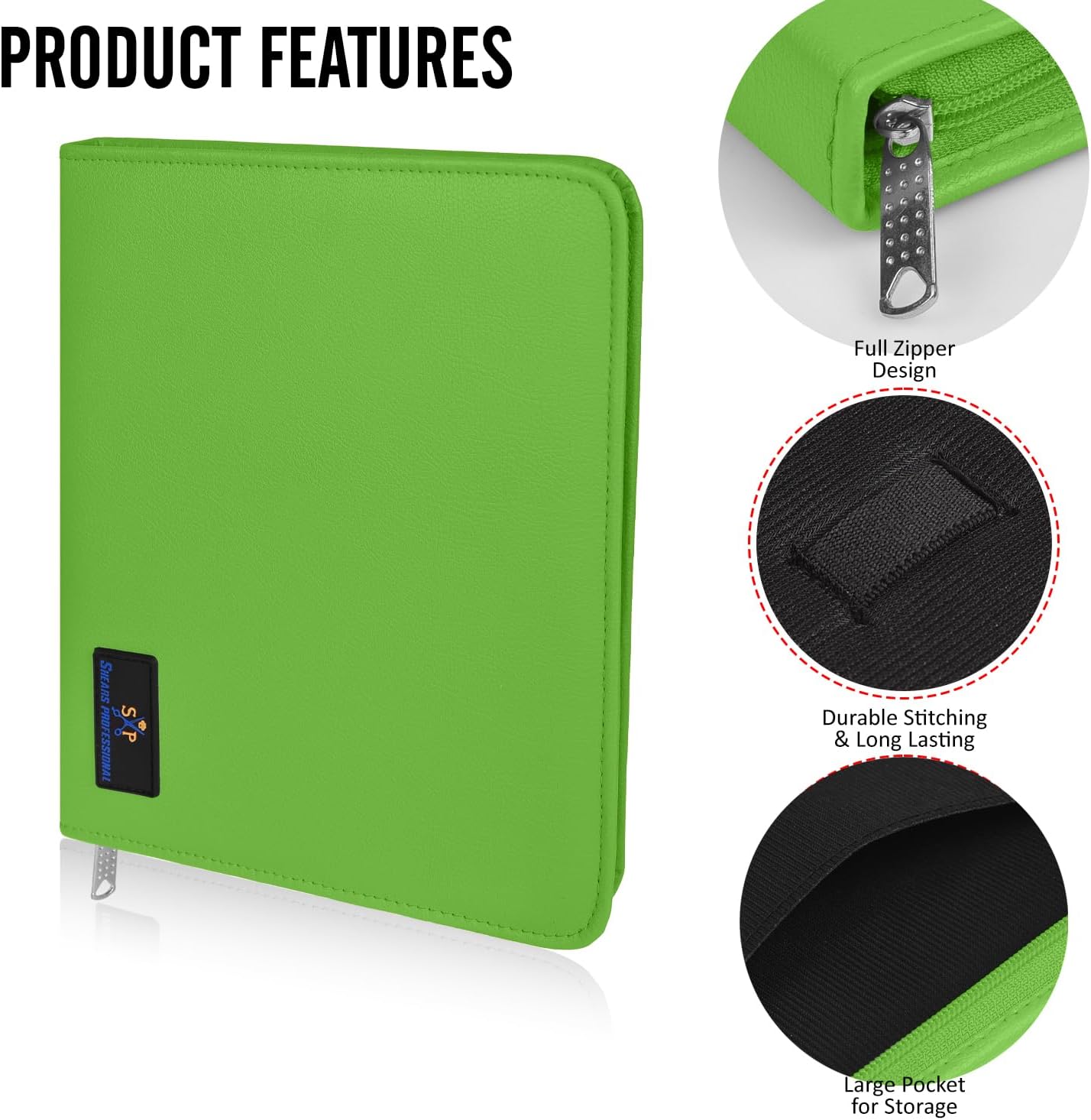 Case Holds 10 Grooming or Beauty Shears (GREEN)