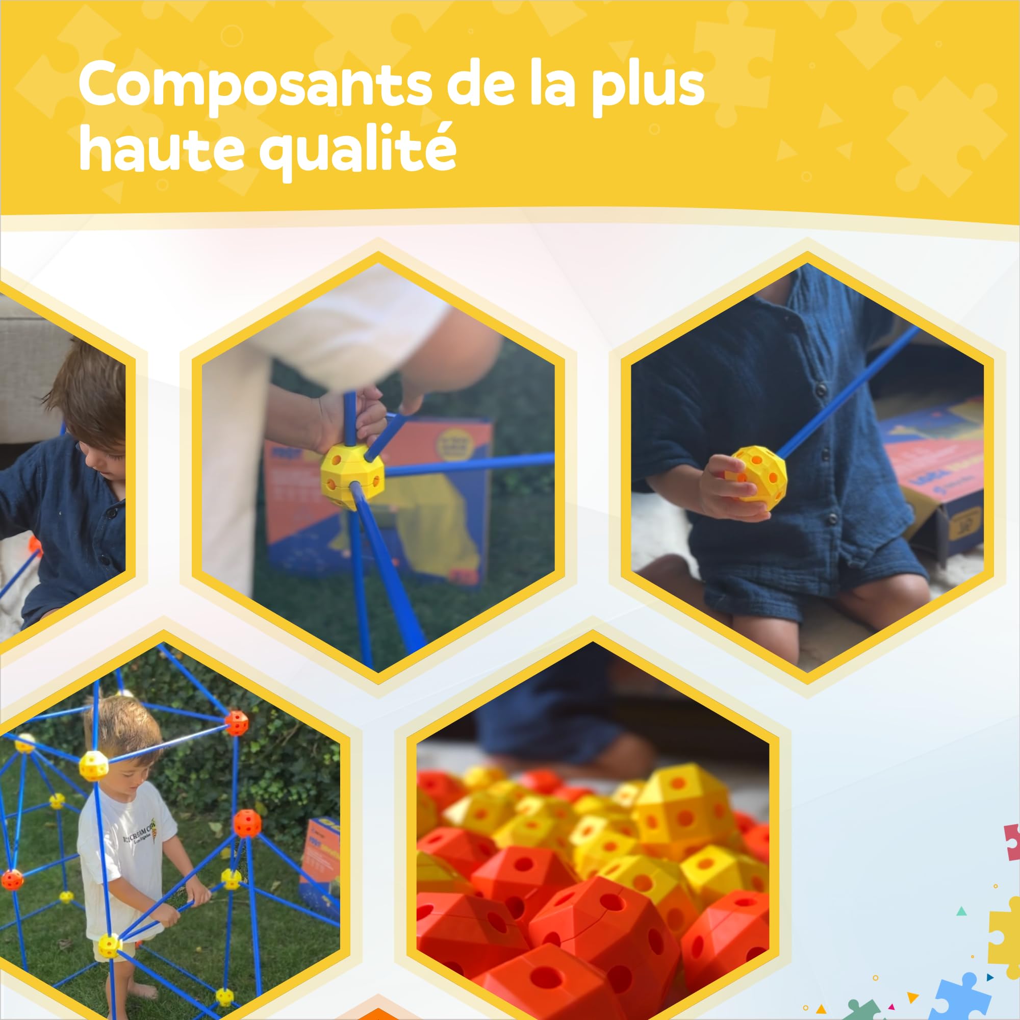 Kit de Construction Fort XL, 191 Pièces, INCL. Sac de Rangement & E-Book, Cabane et Tente de Jeu Enfant, Jouet Créatif STEM, Jeu de Construction Intérieur/Extérieur, Construire Une Cabane
