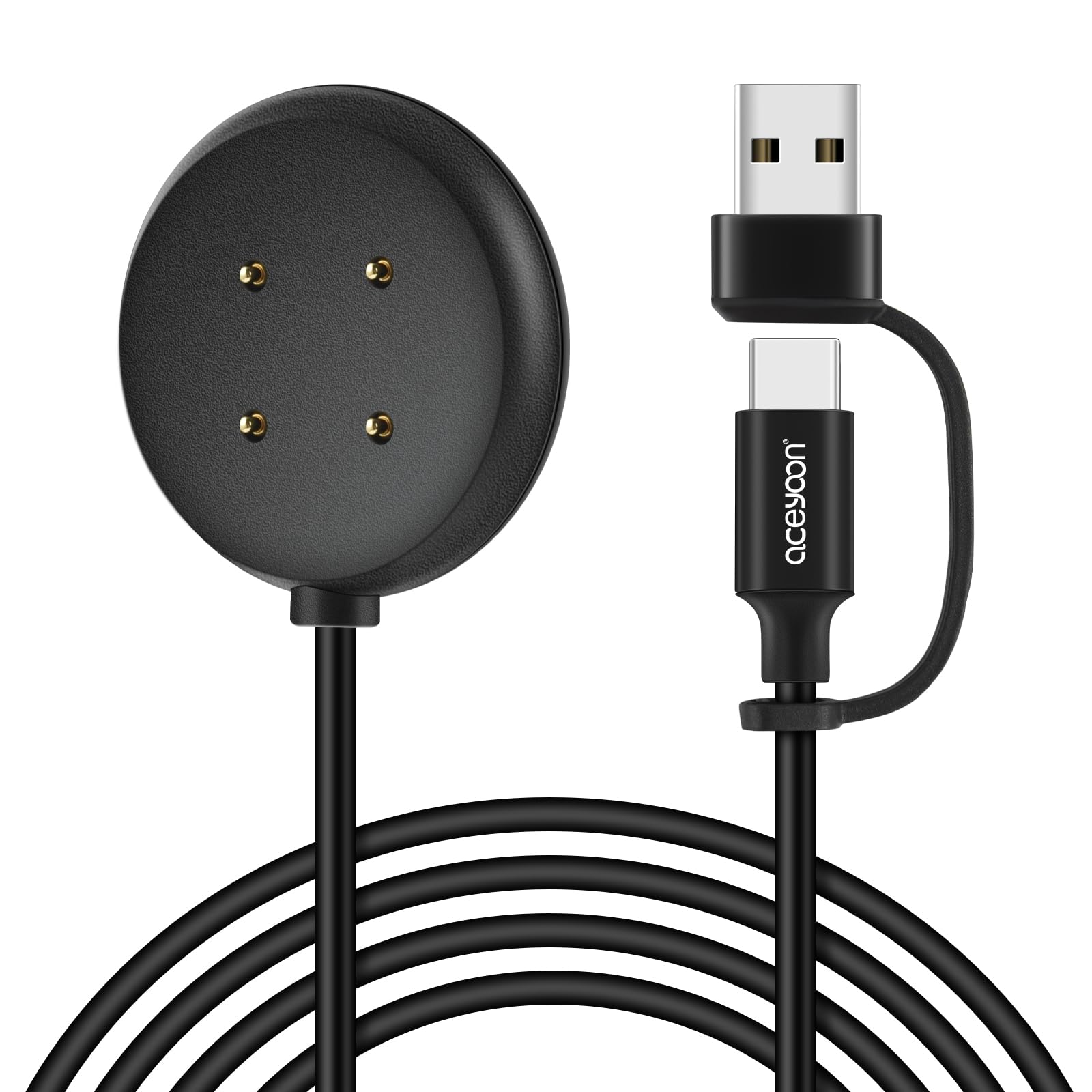 aceyoon 2 in 1 Charger Cable Replacement for Fitbit Charge 6/Charge 5/Luxe Smartwatch
