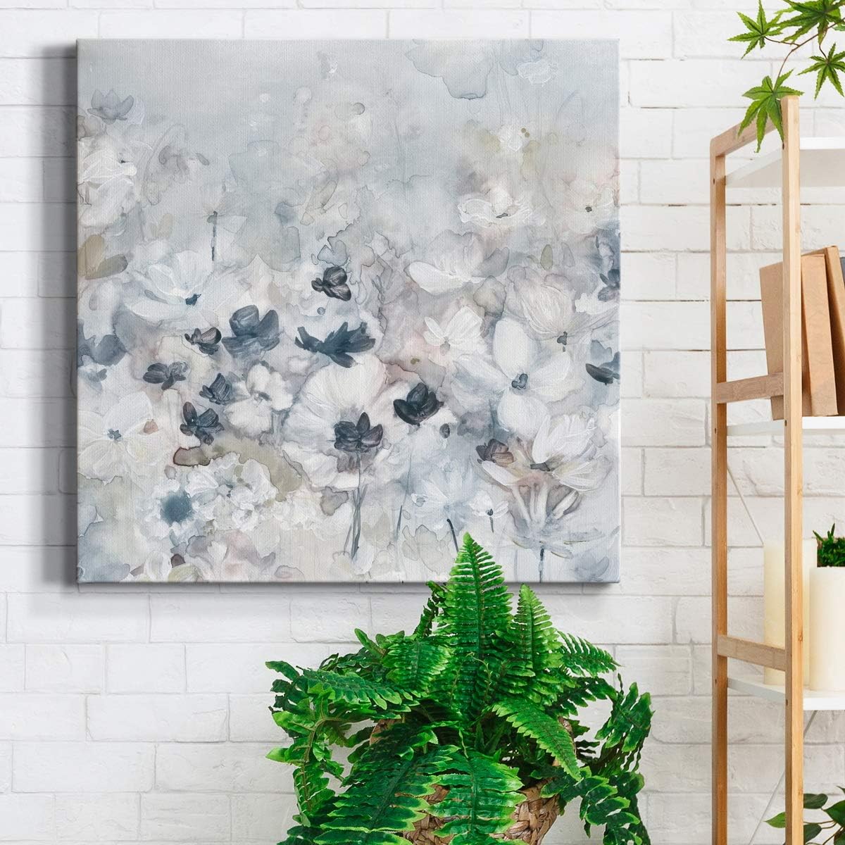 Square Canvas Wall Art Gallery Print Abstract Flower Picture Painting Modern Home Decoration for Living Room Kitchen Bedroom Bathroom Office, Ready to Hang