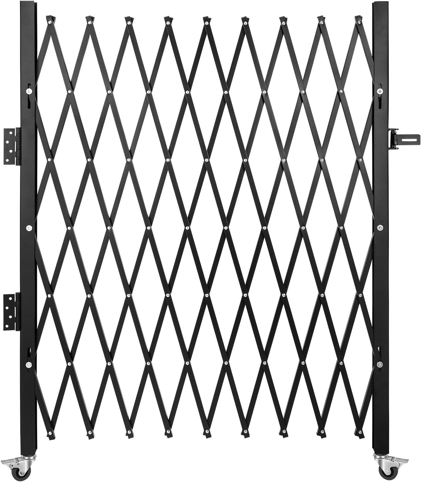VEVOR Single Folding Security Gate, 71" W x 48" H Folding Door Gate, Steel Accordion Security Gate, Flexible Expanding Security Gate, 360° Rolling Barricade Gate, Scissor Gate or Door with Padlock