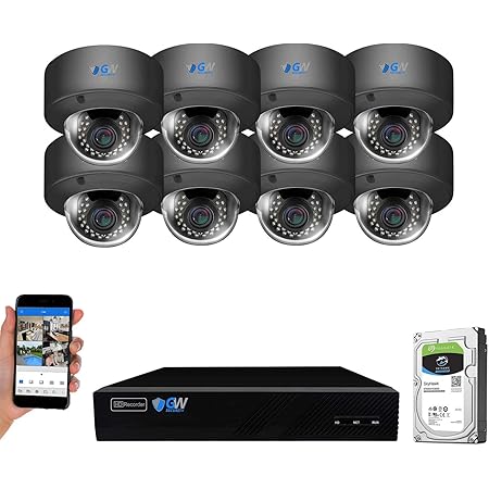 GW Security AutoFocus IP Camera System, 8 Channel H.265 4K NVR, 8 x 5MP HD 1920P Dome POE Security Camera 4X Optical Motorized Zoom Outdoor Indoor, 8CH8C5075MIP