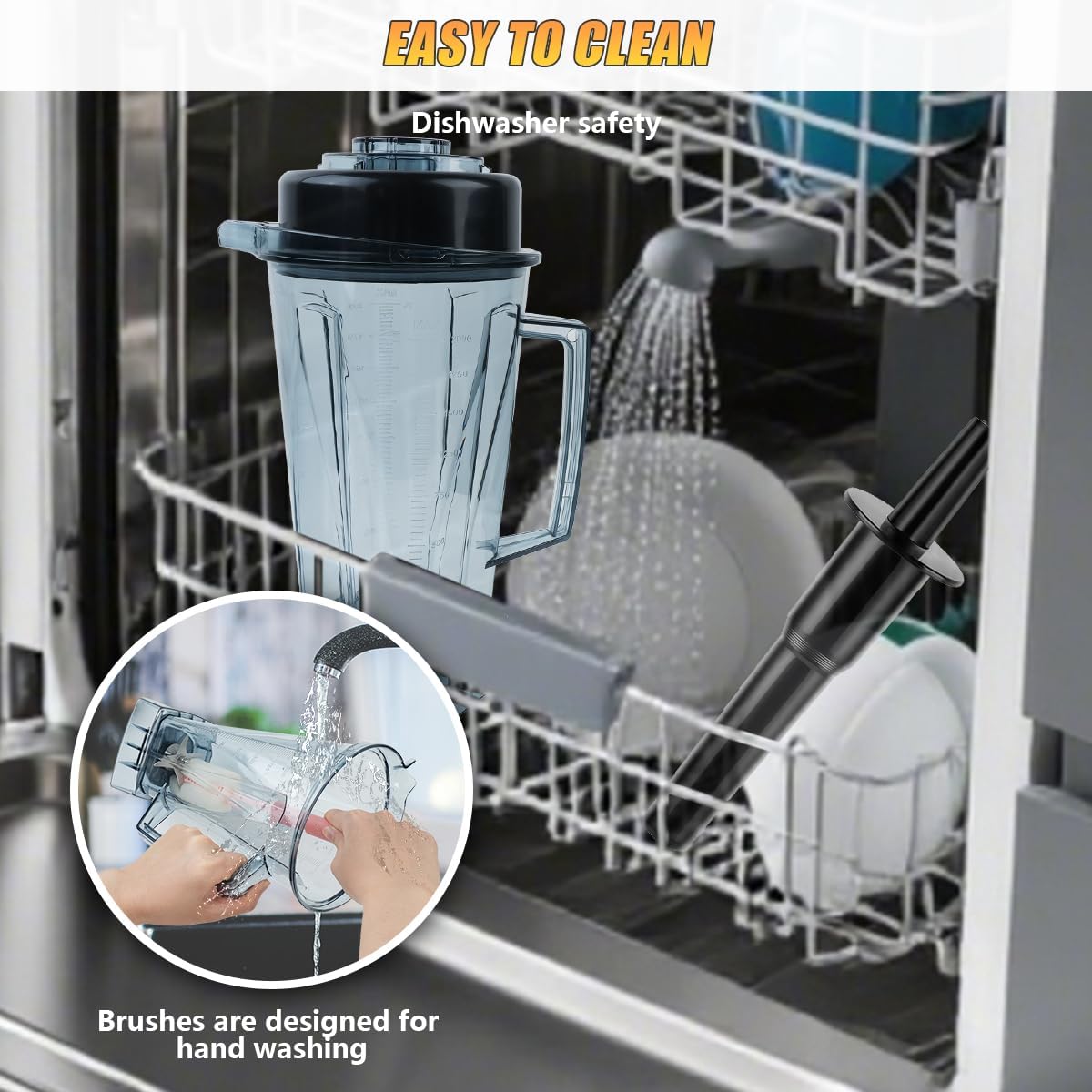 2025 Upgrade For Vitamix Blender Pitcher 64oz with Tamper, Seamless-Mold Replacement Parts for Vitamix 5200 5300 6000 6300 6500 5000 5500 7500 4500 A2300, Accessories Blender Container Cup 3-Y-GNTEE