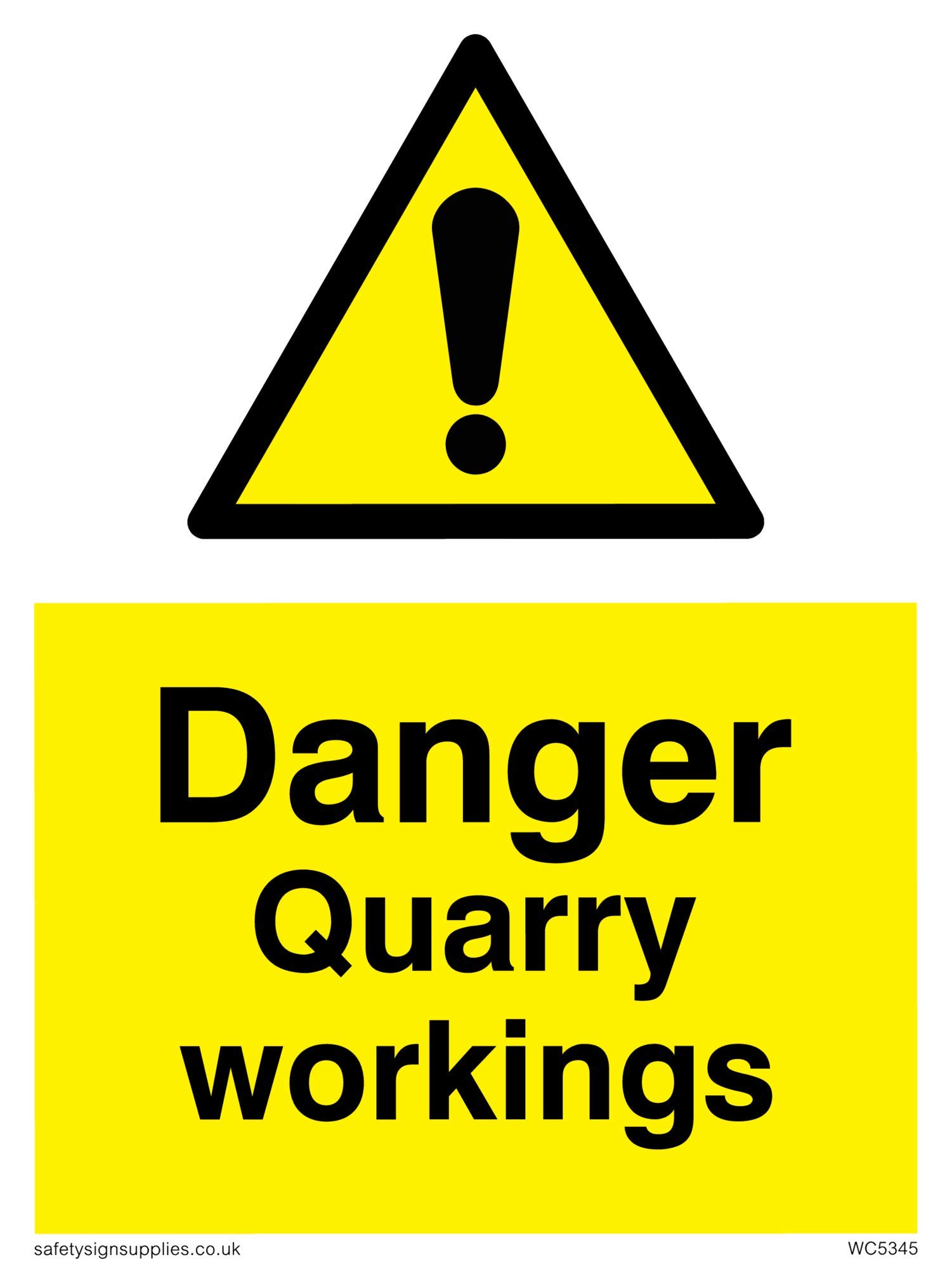 Viking Signs WC5345-A5P-V "Danger Quarry Workings" Zoom In Sign, Vinyl, 200 mm H x 150 mm W