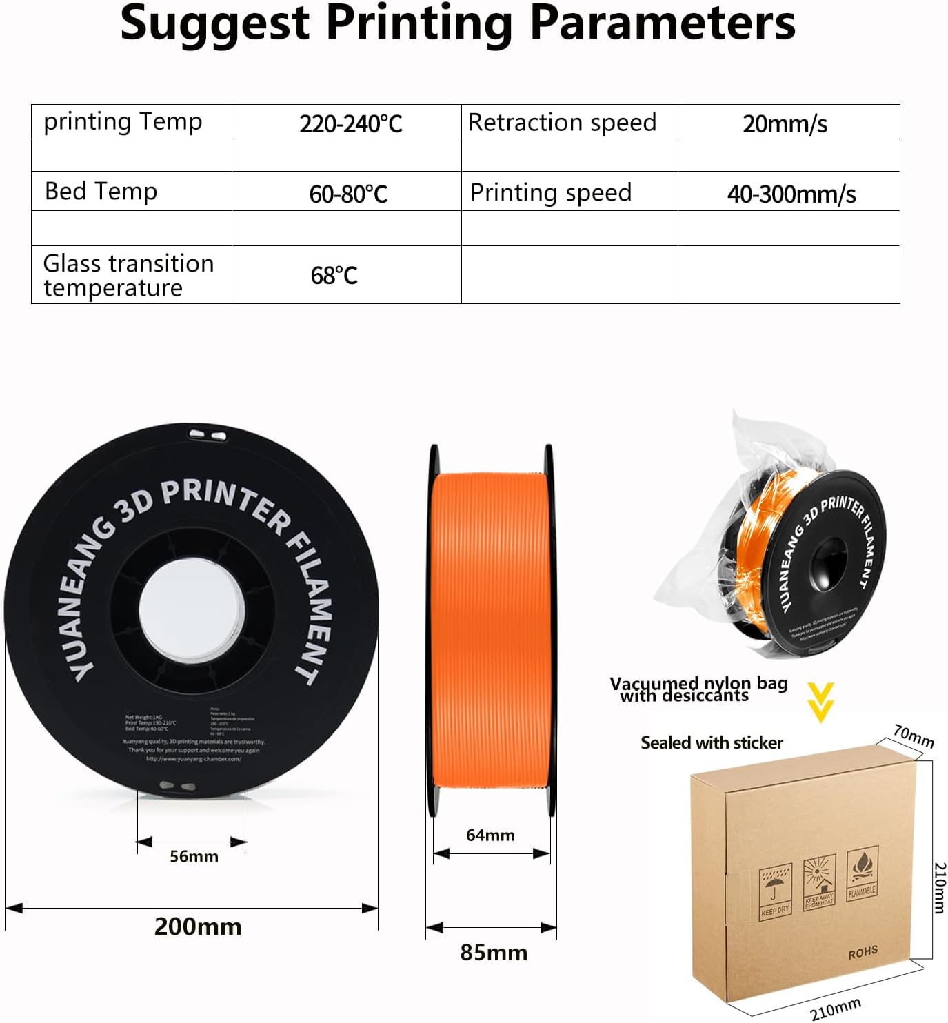 PETG 3D Printer Filament 1.75mm, 10-Color 10-Pack, Strong & Durable PETG Material, Heat-Resistant & Low-Warp, Smooth Finish, Ideal for Functional Parts, Prototyping & Creative Printing