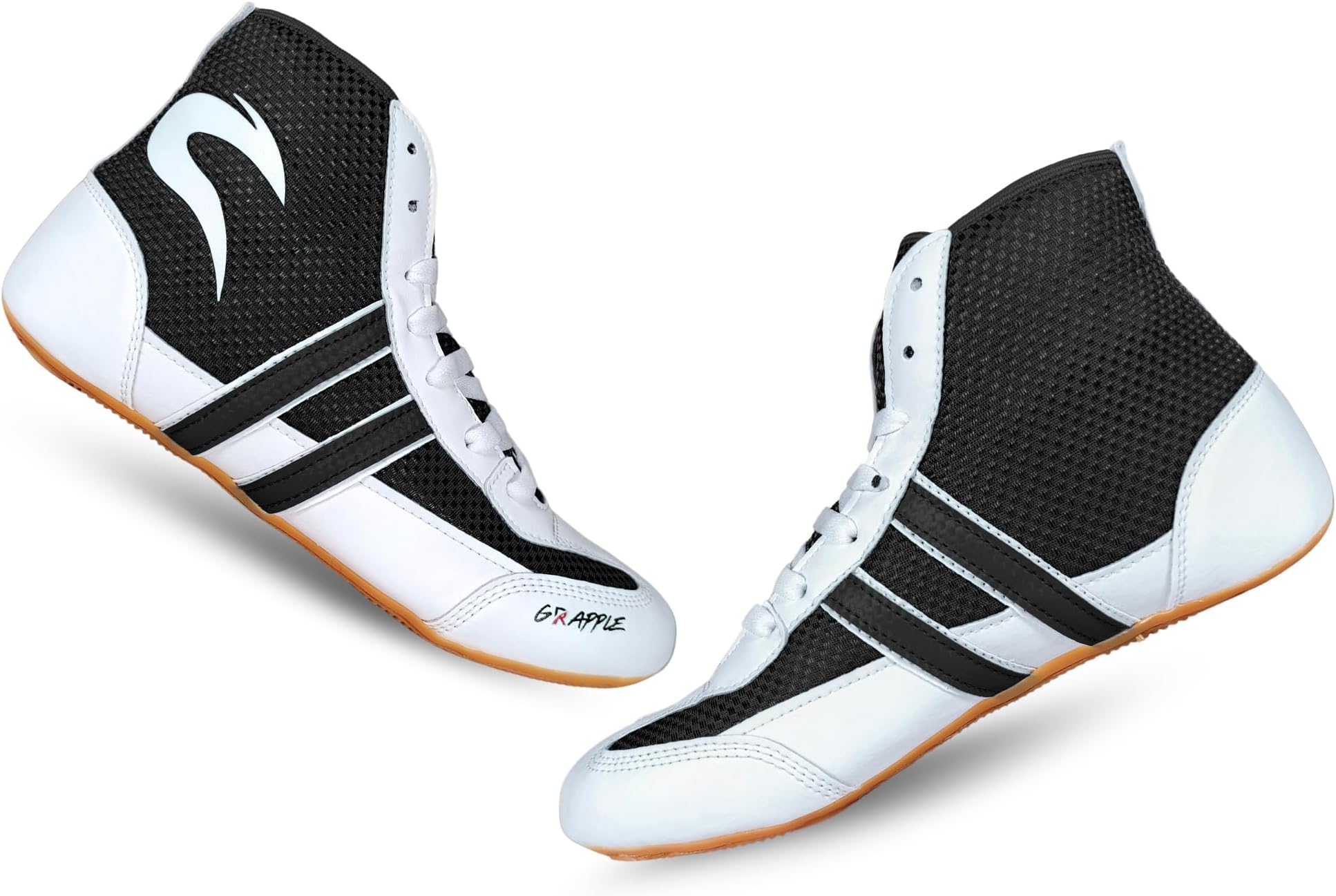 Grapple Kabaddi Shoes for Men, Boys & Girls | Wrestling & Weightlift Shoes | Versatile and Stylish Black/White