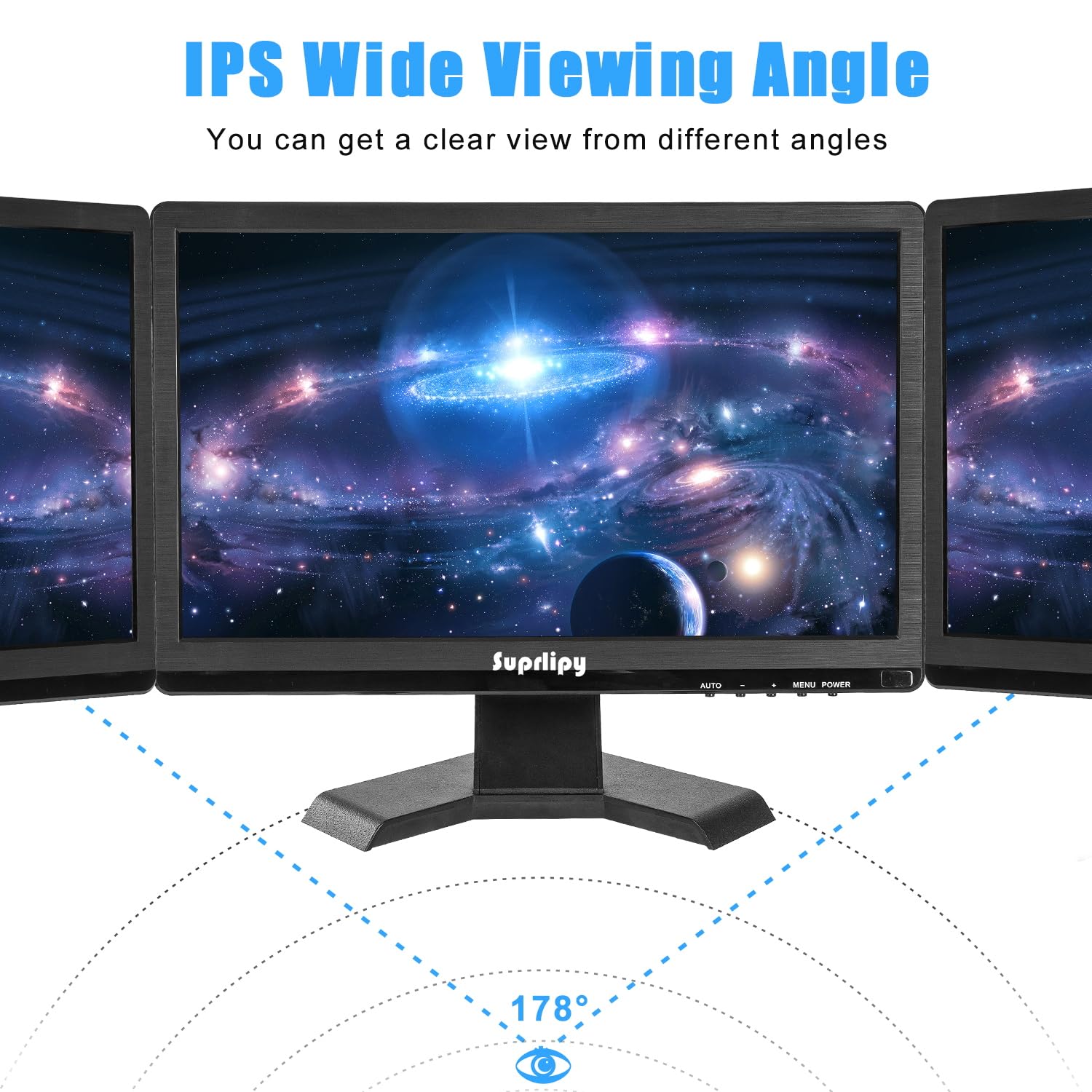 15.6 inch FHD Small IPS Monitor LCD Display Screen 1920x1080 60Hz 16:9 with BNC VGA AV Input Built-in Lounspeakers for CCTV Security Camera DVR PC RasPi