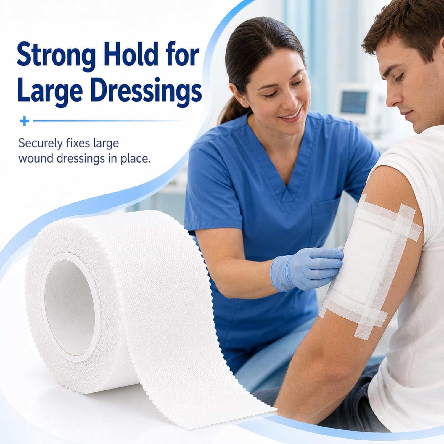 Silk Like Medical Tape, 4 Rolls 1 Inch x 10 Yards, Durable Cloth First Aid Tape for Securing Dressings, Gauze, Tubing and Splints, Skin Friendly, Latex Free, White