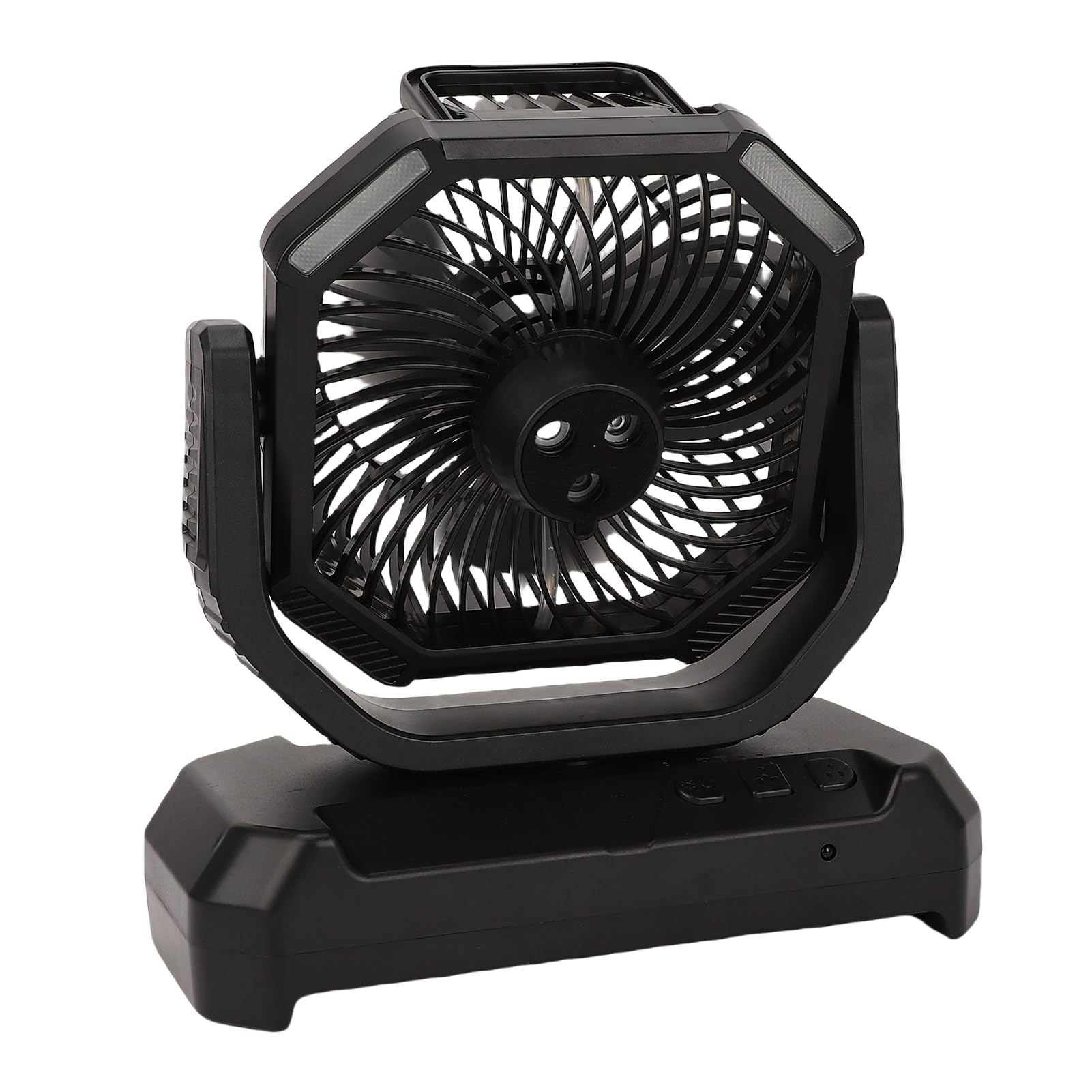 Fafeicy Ventilateur Brumisateur Portable avec Lumière LED, Télécommande, Rechargeable, 4 Vitesses, Agitation Automatique, Noir, pour Usage Extérieur
