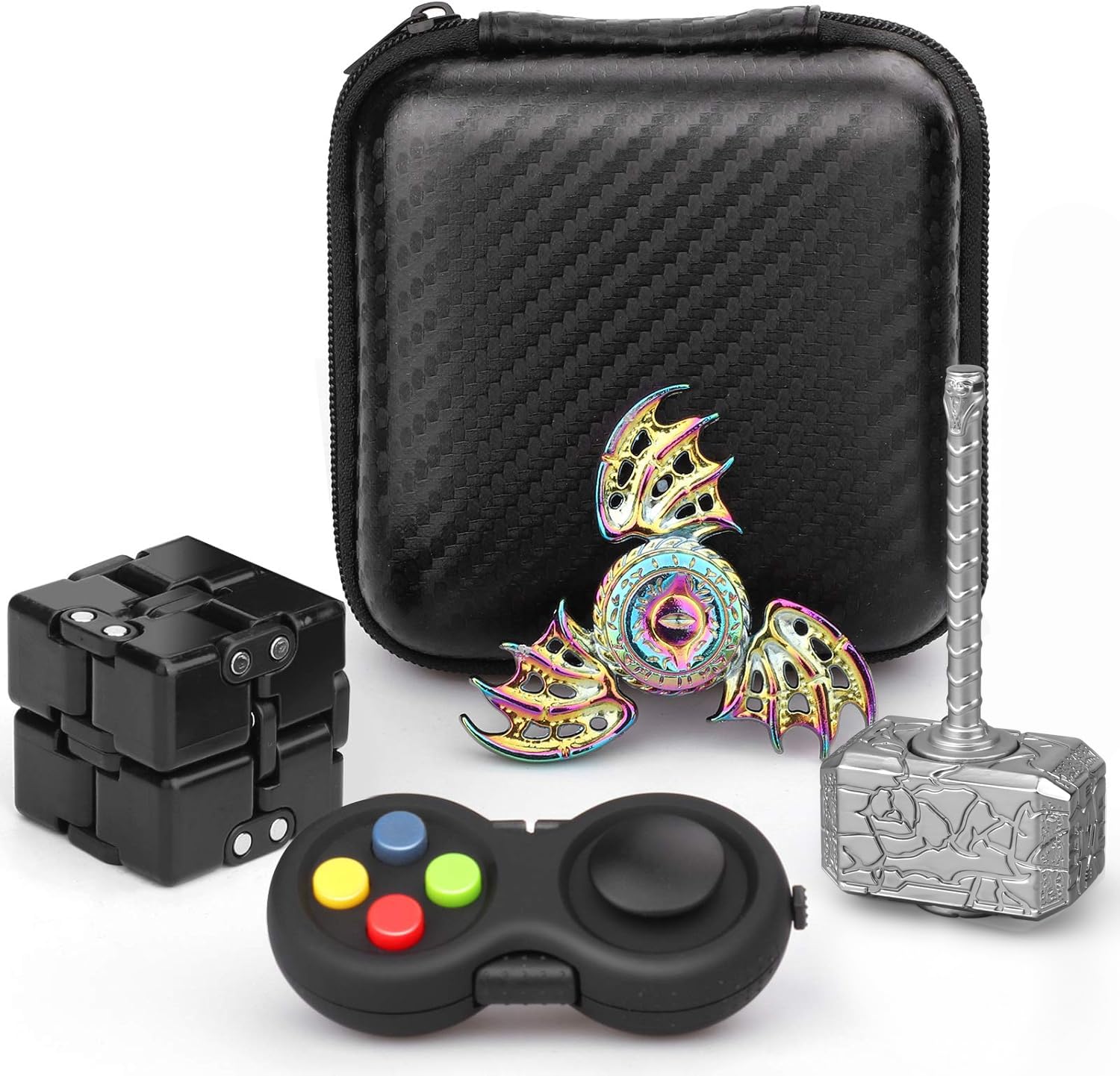 Tragbares sensorisches Fidget Spielzeug Set Infinity Fidget Cube Block Flippy Kette, Zappelhammer Spinner, Schild Fidgit Spinner, Anti Stress Angst Geschenke für Teenager, Kinder, Erwachsene