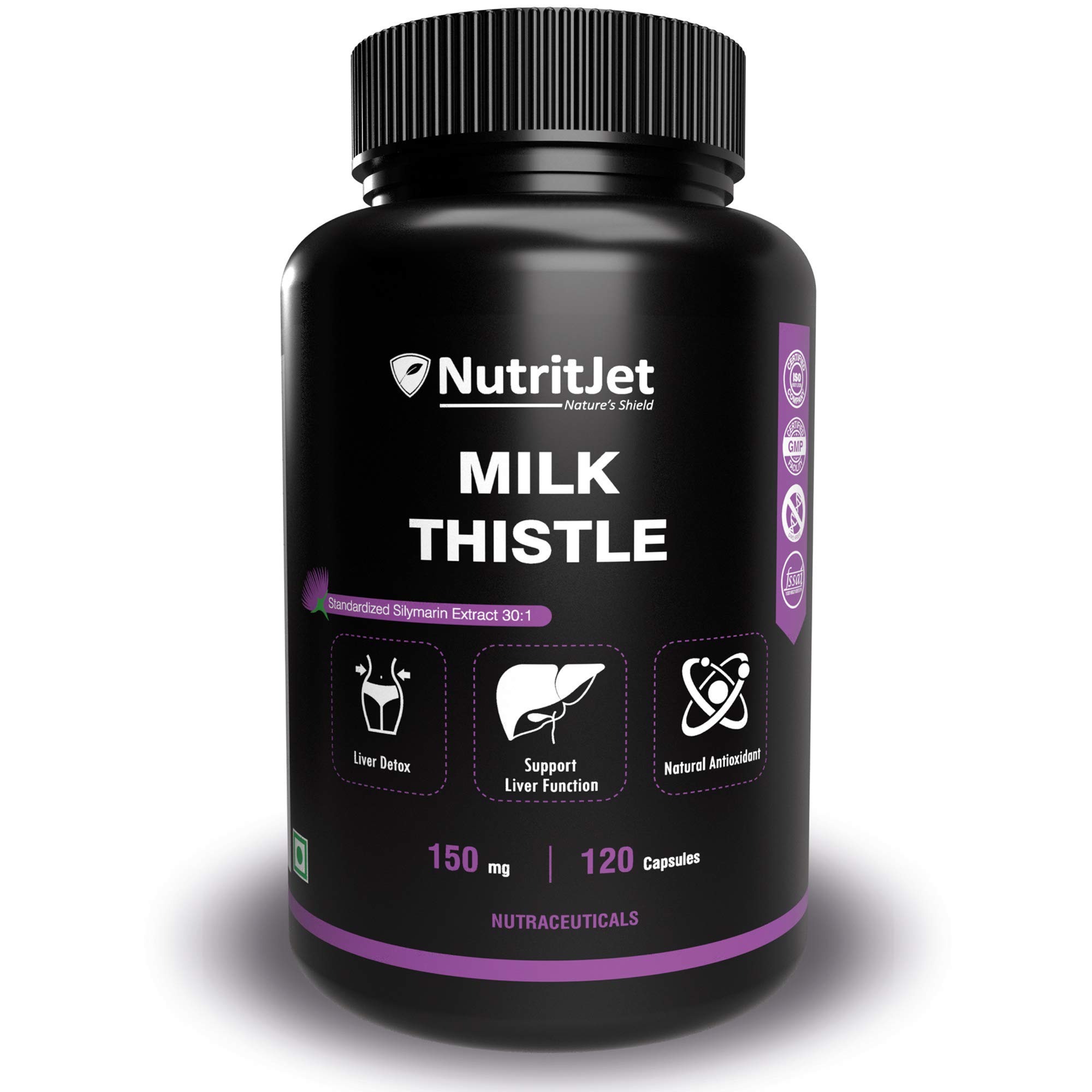 NutritJet Milk Thistle 30:1 - High Strength For Liver Health- Helps in Liver Detox - 120 Veg. Capsules (B08RWSZT66) Amazon Price History, Amazon Price Tracker