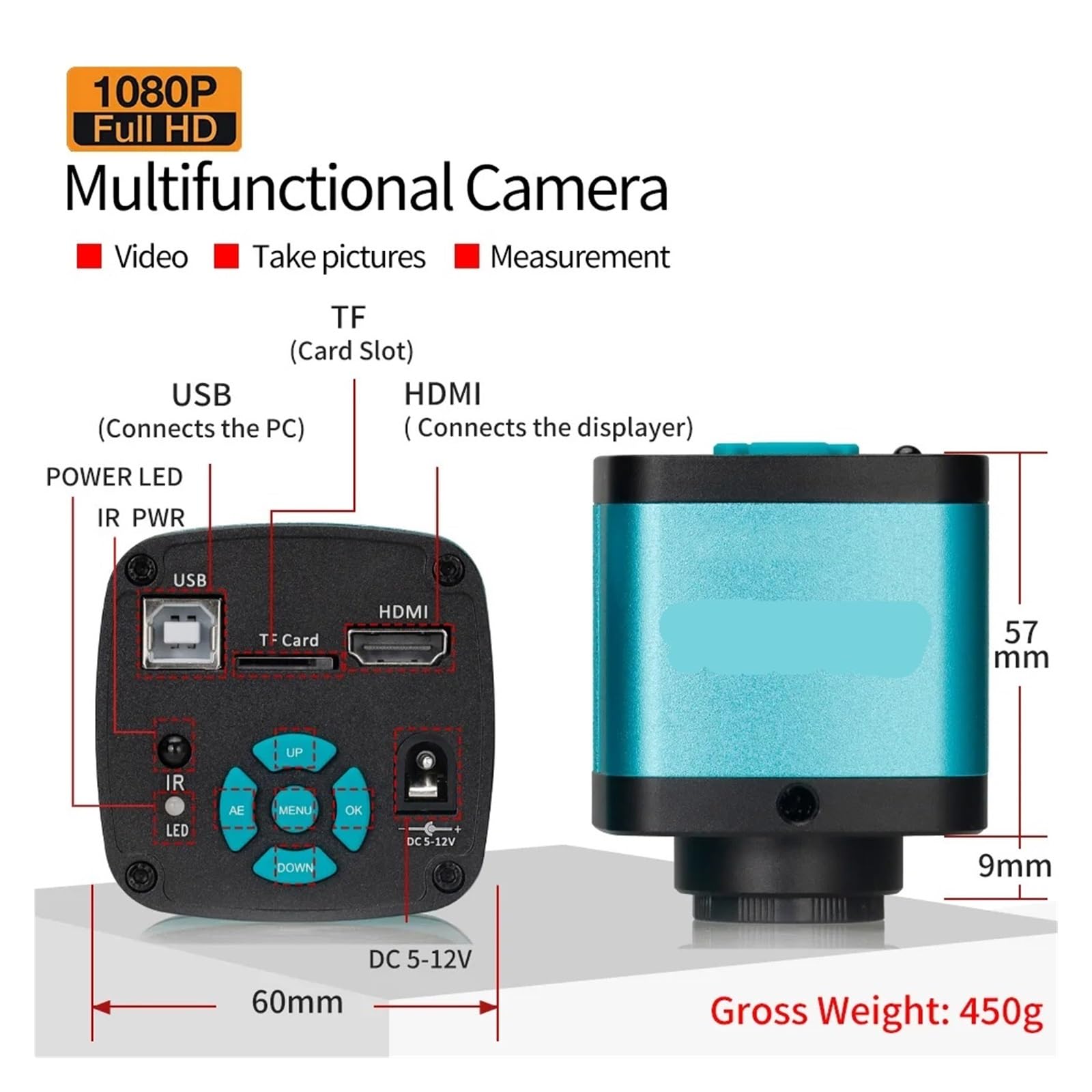 4K 48MP USB HDM/I Digital Video Electronic Microscope Camera 130X 150X 180X Zoom C Mount Lens LED Light Lab Phone Repair Tools(180X Lens LargeBase1)