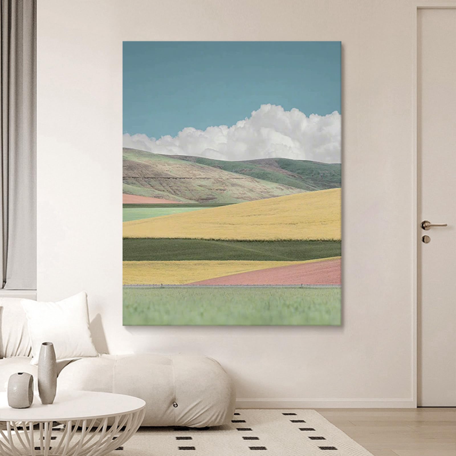 Paysage de montagne abstrait en peinture à l'huile pour mur familial accueillant