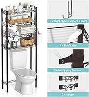 Vista 6 de Estante de almacenamiento sobre el inodoro, organizador de baño de 4 niveles, estantes de almacenamiento sobre el inodoro, ajustable sobre