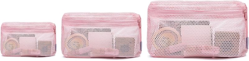 NOL Natural Organic Lifestyle Necessaires de Viagem em Tela com Zíper, 3 Unidades, Rosa