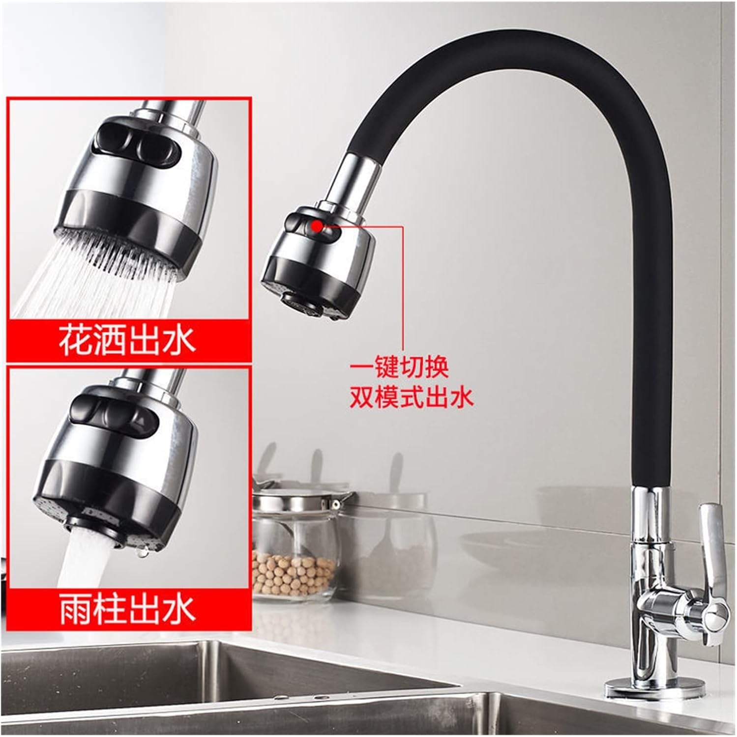 Kitchen Wall Type Universal rotatable Copper Vegetable Basin Single Cold Water Faucet Balcony Washing Water mop Pool Faucet (Color : Black a)