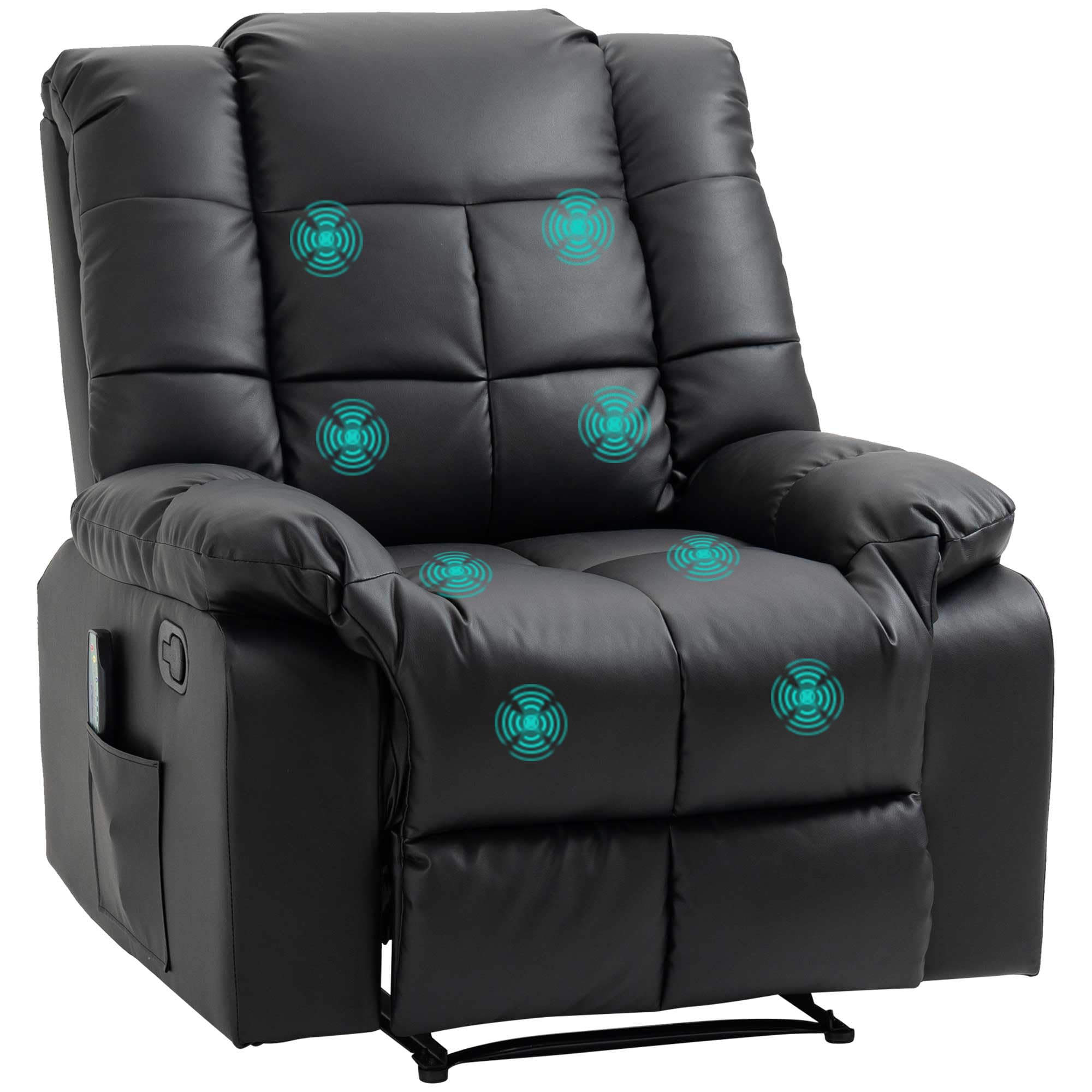 HOMCOM Relaxsessel mit Liegefunktion, Massage und Fußteil (Kunstleder, Schwarz)