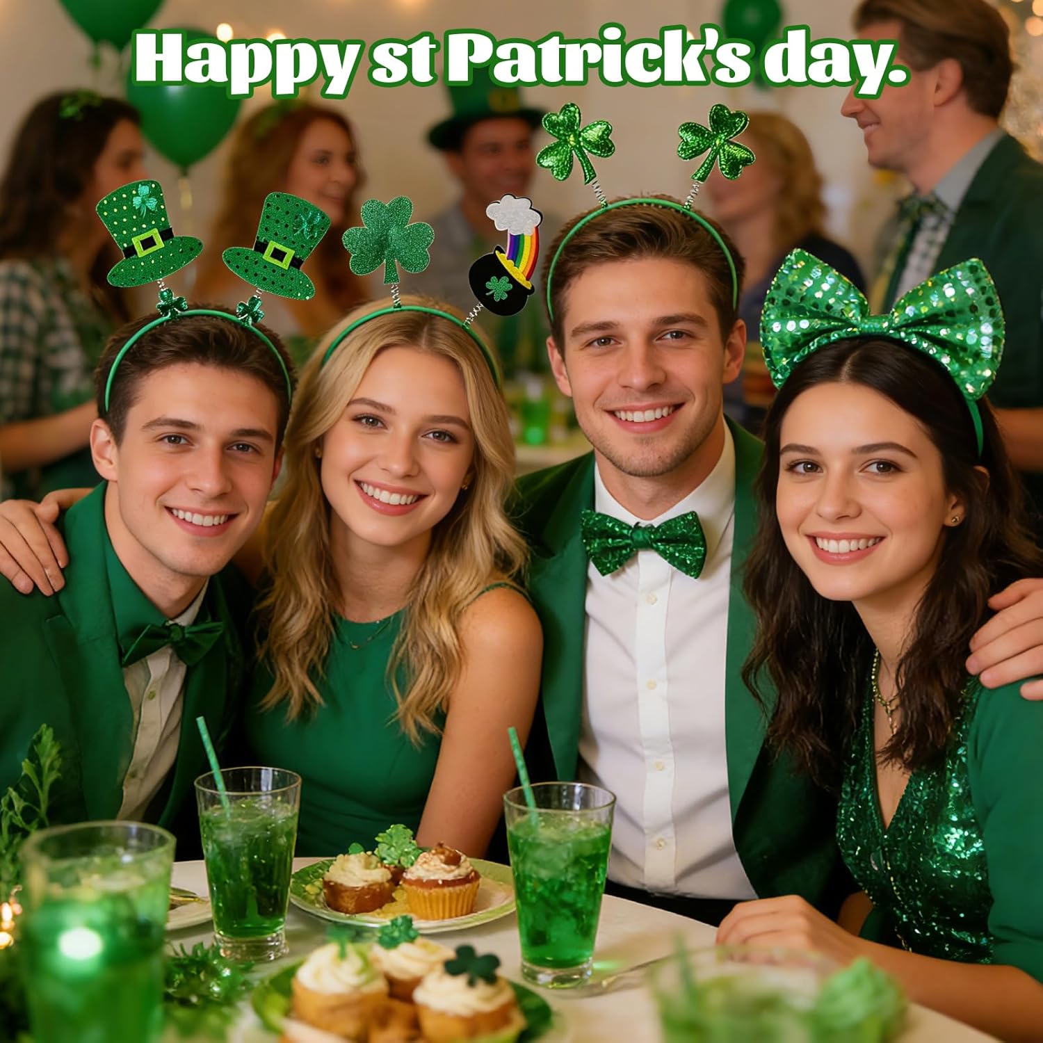 9PCS St Patricks Day Headband,St.Patrick'S Day Green Shamrock Clover Headband for Women Girls Hair Accessories Headwear - Image 3