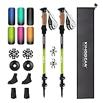 KINGGEAR Nordic Walking Stick, TP1 Hiking Poles Retractable Lightweight 7075 Aluminum, Trekking Poles with Flip Lock, Natural Cork and EVA Grip, 2pc Hiking Gear