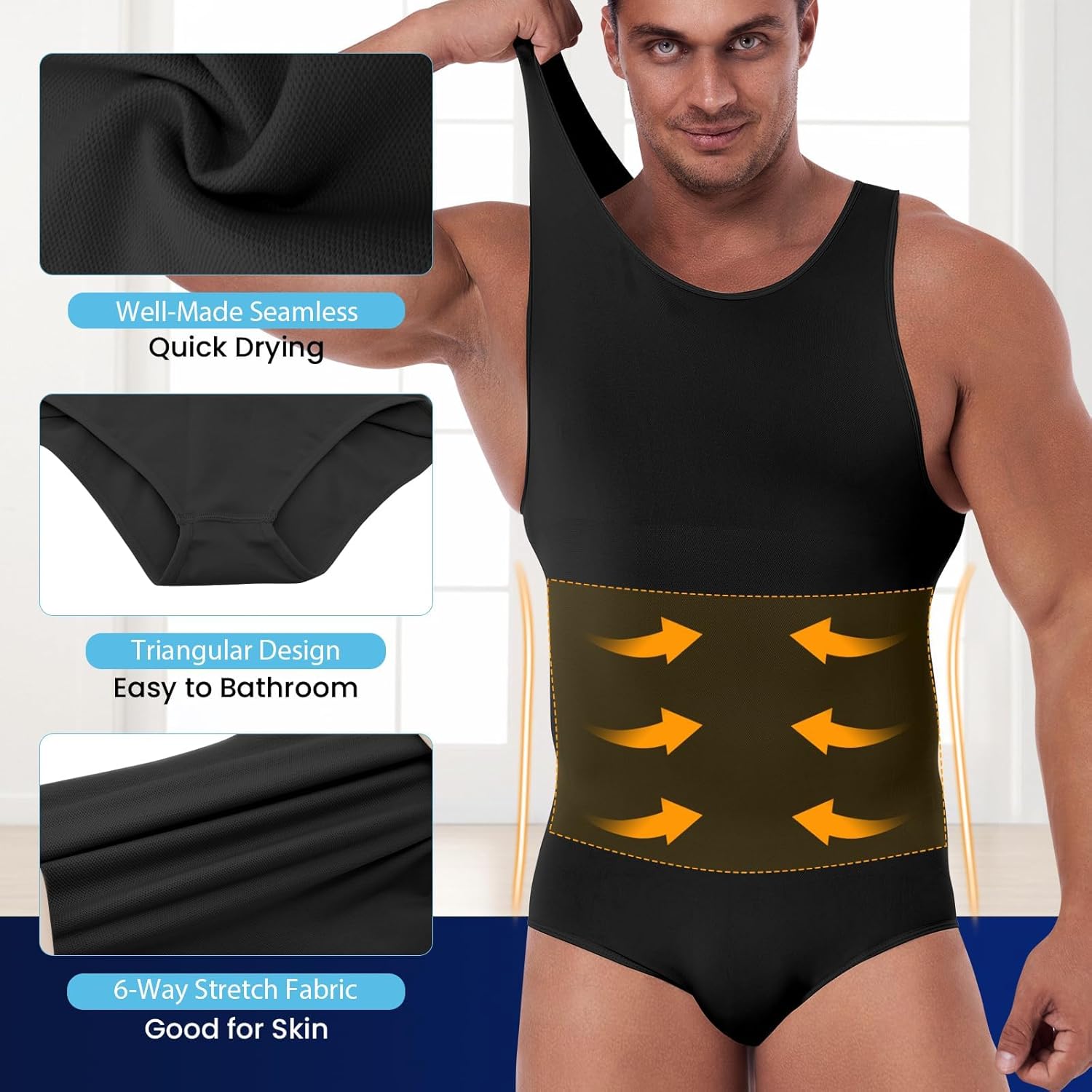 Men's Full Body Shaper Tummy Control Shapewear Slimming Compression Sleeveless Bodysuit Fajas Para Hombres - Image 2