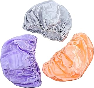 DRESSOOS Touca De Banho De Cetim Com 3 Peças Chapéu De Banho Para Cabelo De Cetim Capa De Cabelo Sedosa Para Dormir Toucas De Cabelo Para Mulheres Banho Peva Toucas De Banho Toucas