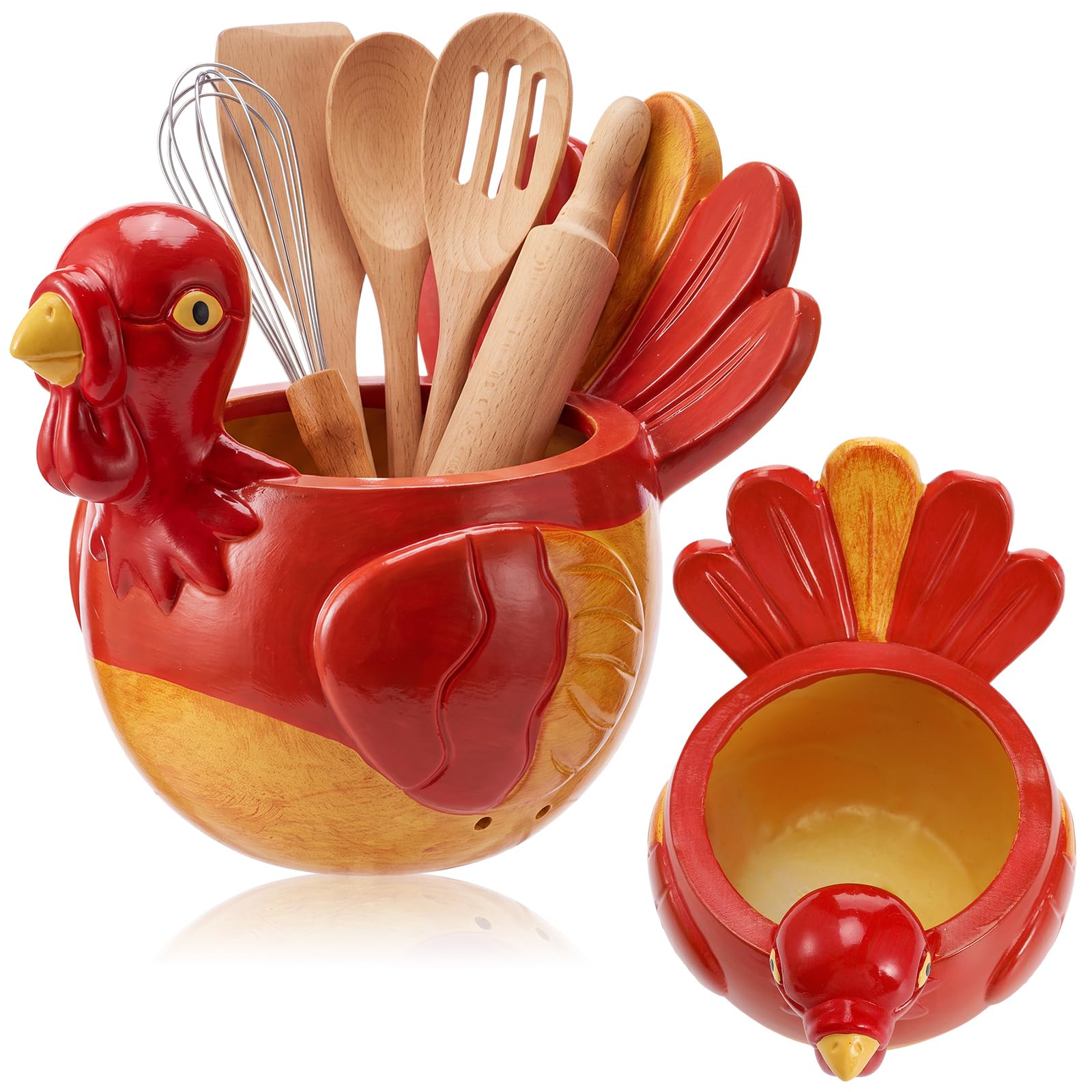 Hushee Portautensili autunnale blu e bianco a forma di zucca in stile cineserie con volute, per raccolto autunnale, Ringraziamento, casa, cucina, piano di lavoro, contenitore portaoggetti (tacchino
