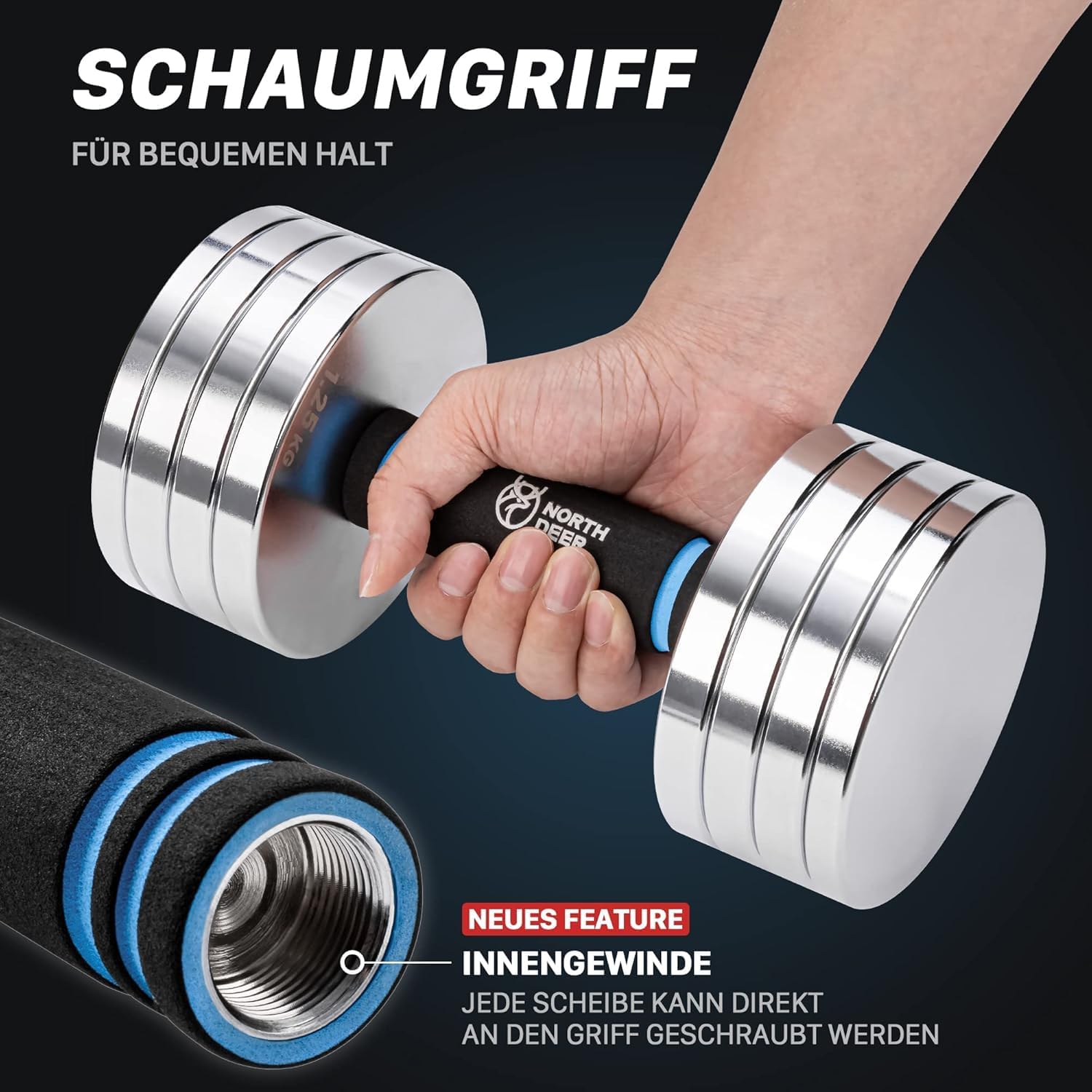 Kurzhanteln Langhanteln 2in1 Set Verstellbar Stahl 10kg 2er Set Fitness Sport