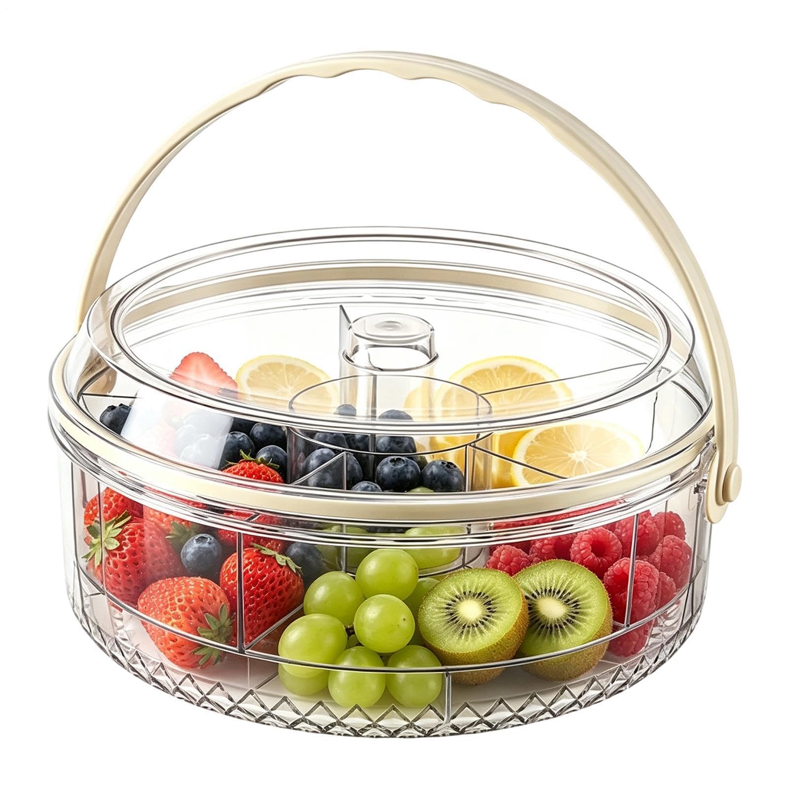 Plateau de service divisé avec couvercle et poignée – Plat à légumes