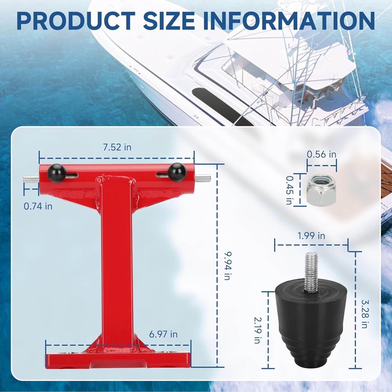 Iridesc 240110 4-Stroke Transom Saver Motor Tote, Compatible with Merc-Y 75/90/115/200/225/250/300HP & V6 175HP Engines, Red, Stainless Steel Frame, Transom Mount