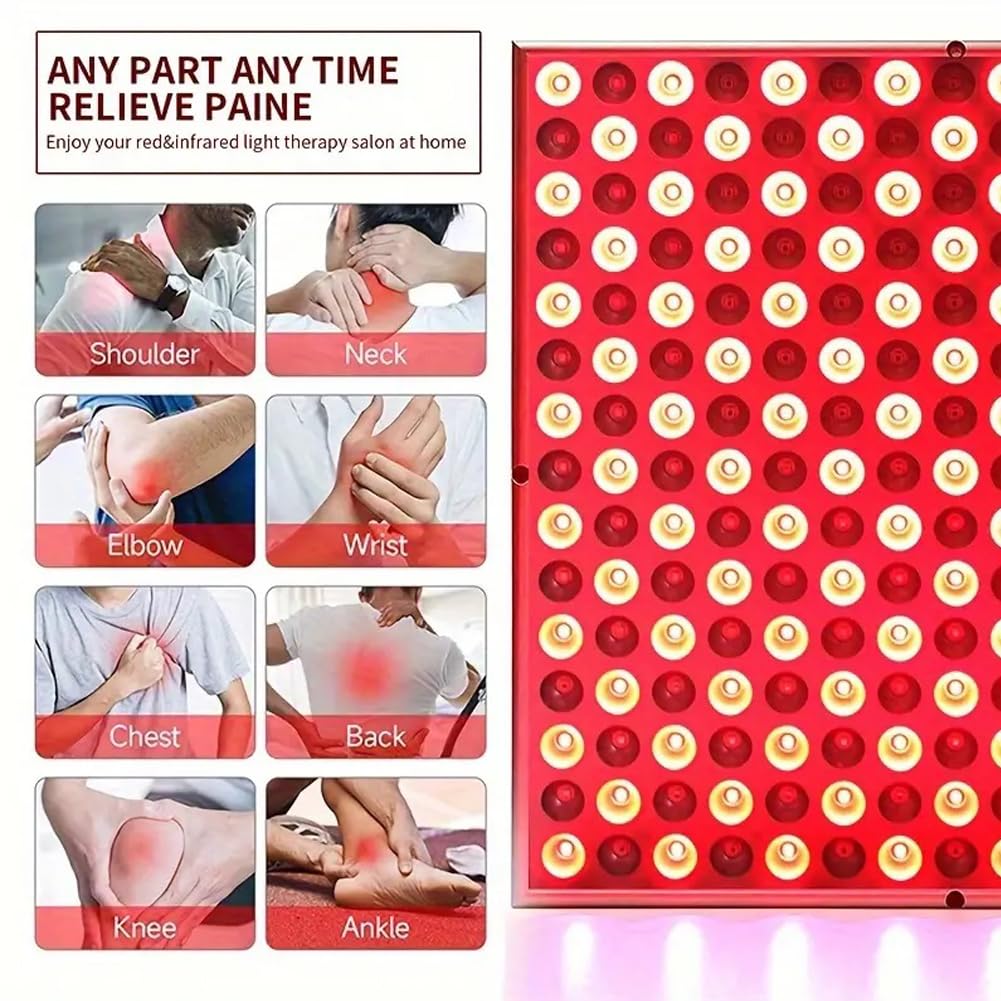 Dispositivo de terapia de luz LED roja: panel LED de 45 W profundo de 660 nm e infrarrojo cercano de 850 nm para aliviar el dolor de articulaciones, músculos y piel (12 x 12 pulgadas)
