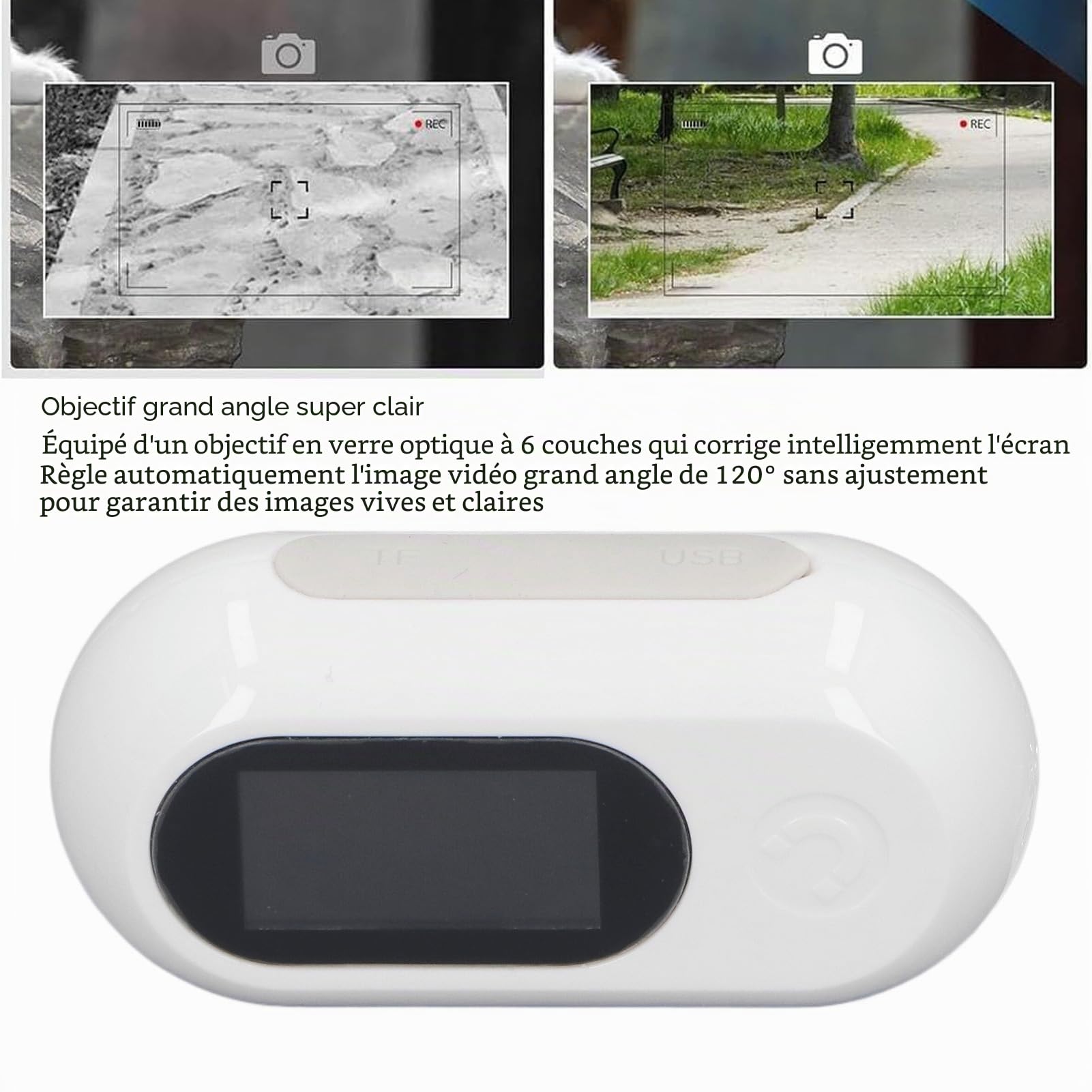 Collier de Caméra pour Animaux de Compagnie, Caméra de Collier de Chien de Chat Full HD avec Enregistrement Vidéo et Objectif Grand Angle 90 °, Pas de WiFi Nécessaire (White)