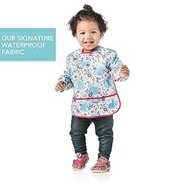 Bumkins Disney Bibs, Baby and Toddler Girls and Boys 6-24 Months, Long Sleeve, Essential Must Have for Eating, Feeding, Mess Saving Lightweight Waterproof Fabric Sleeved Smock, Cinderella