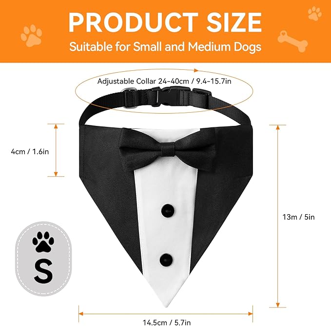 Disfraz de Tuxedo para Perro con Pajarita Ajustable miniatura 2