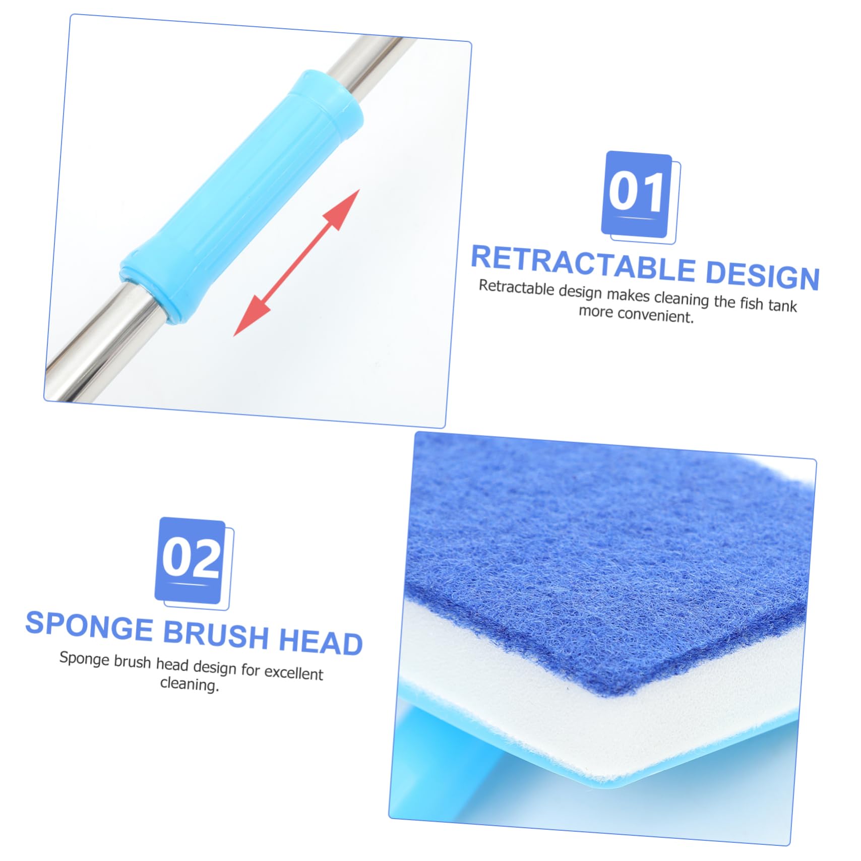 FOMIYES 2pcs Aquarium Cleaning Brush Fish Tank Brush Stainless Steel Handle for Easy Cleaning