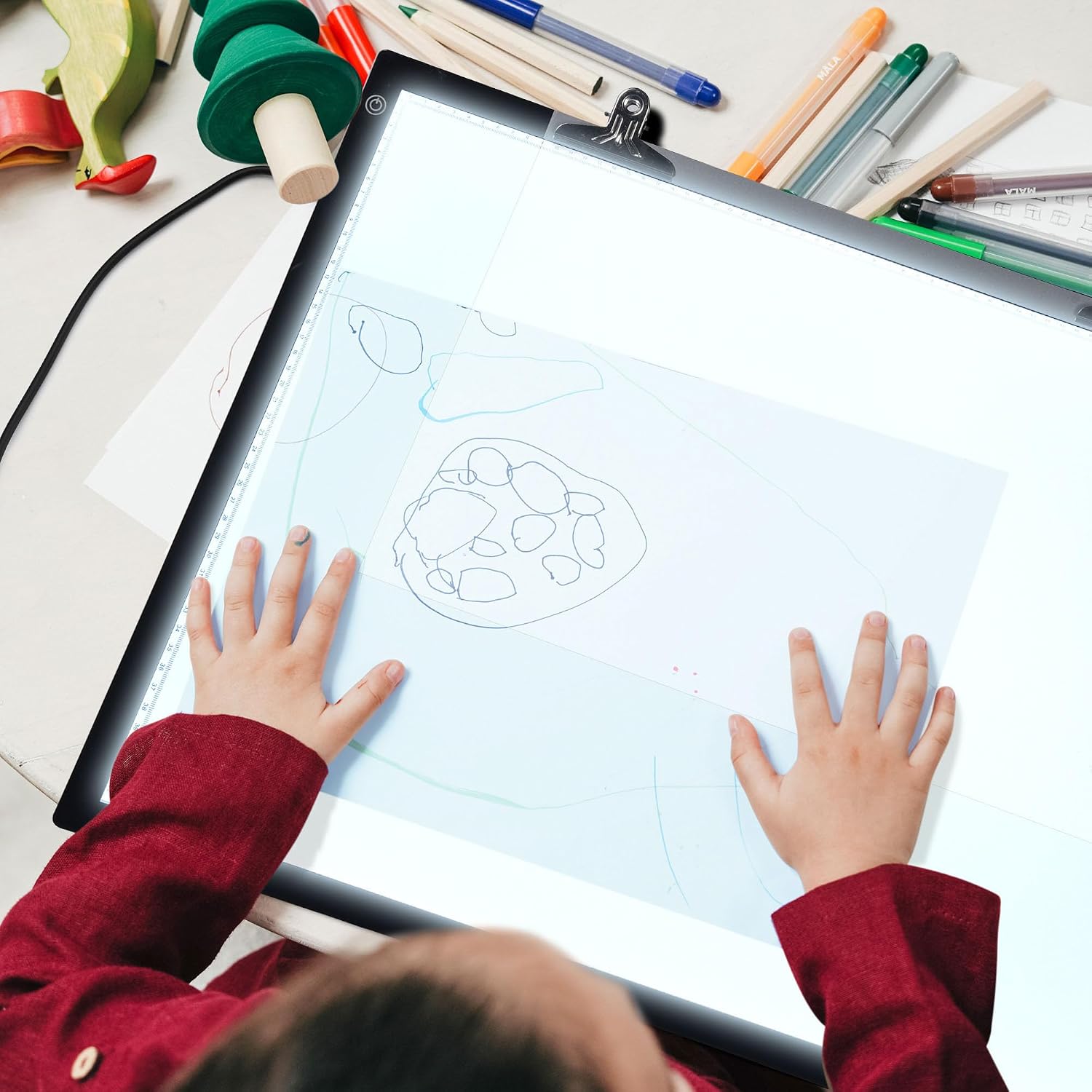 LED Light Box for Tracing, Artist Drawing Lightbox Light Table Light Pad Light Copy Board, Diamond Painting, Sketching (Black)