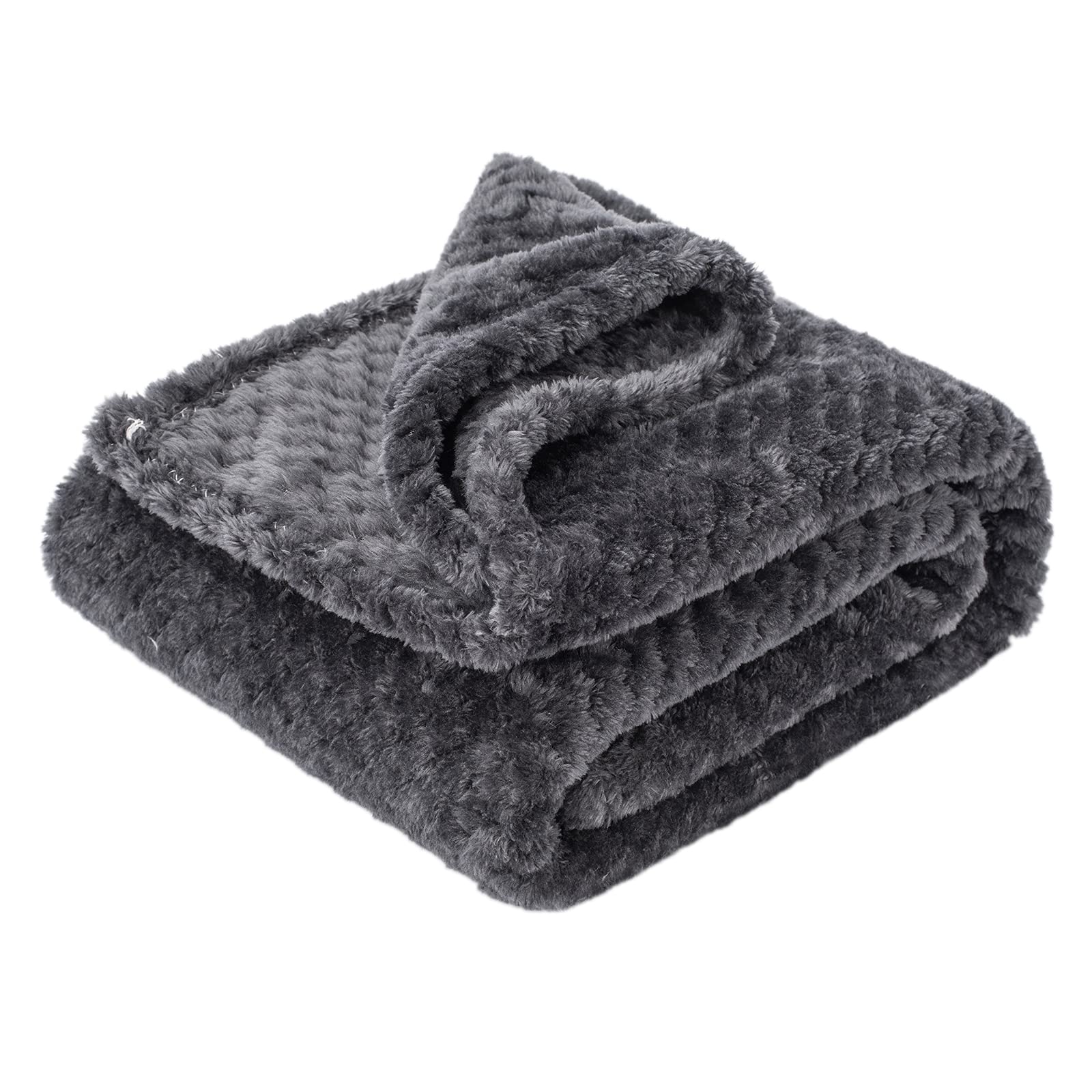 CUTEMATE Warm Soft Fuzzy Dog or Cat Blanket, Plush Fleece Throws for Puppy, Kitten, Bed, Couch, Sofa, Travel (L/40" x 48", Grey Black)