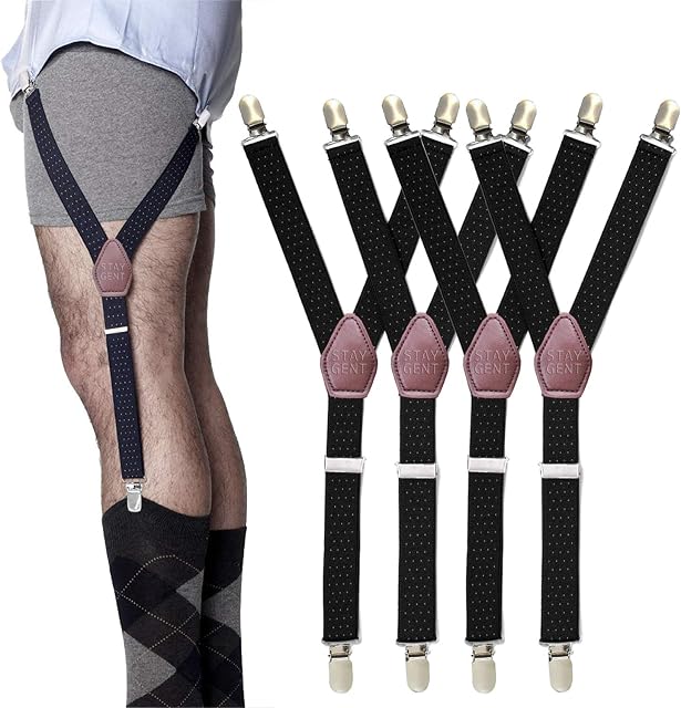 STAY GENT Y-Style Shirt Stays Dress Shirt Garters with Non-Slip Locking Clamps and Adjustable Straps