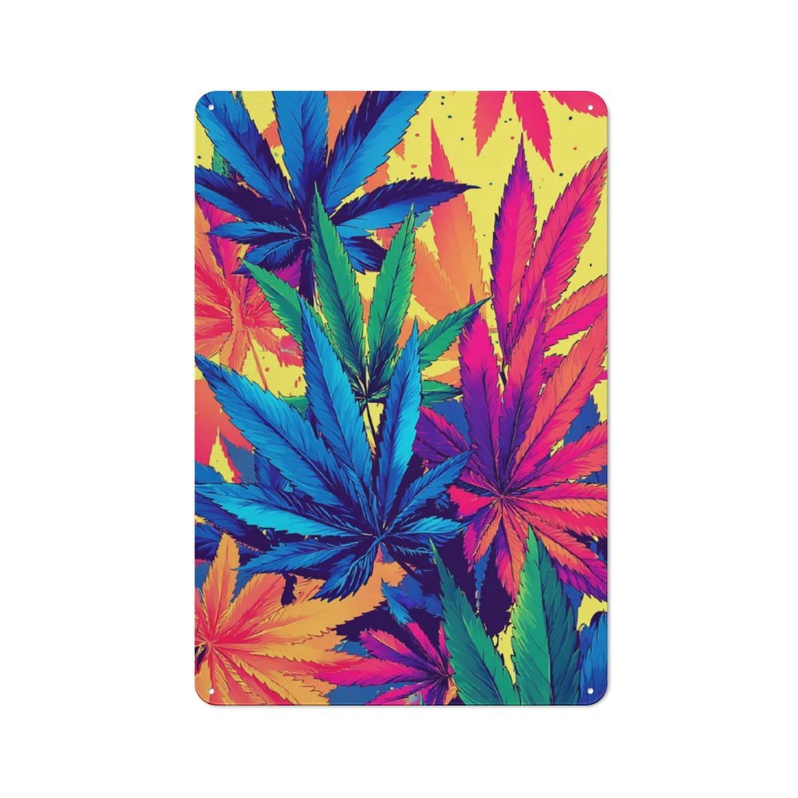 Junmoney Vibrant Cannabis Leaf Artwork For Garden Room Or Summerhouse, Vintage Tin Sign 30X20cm, For Display In Garden Rooms And Summerhouses