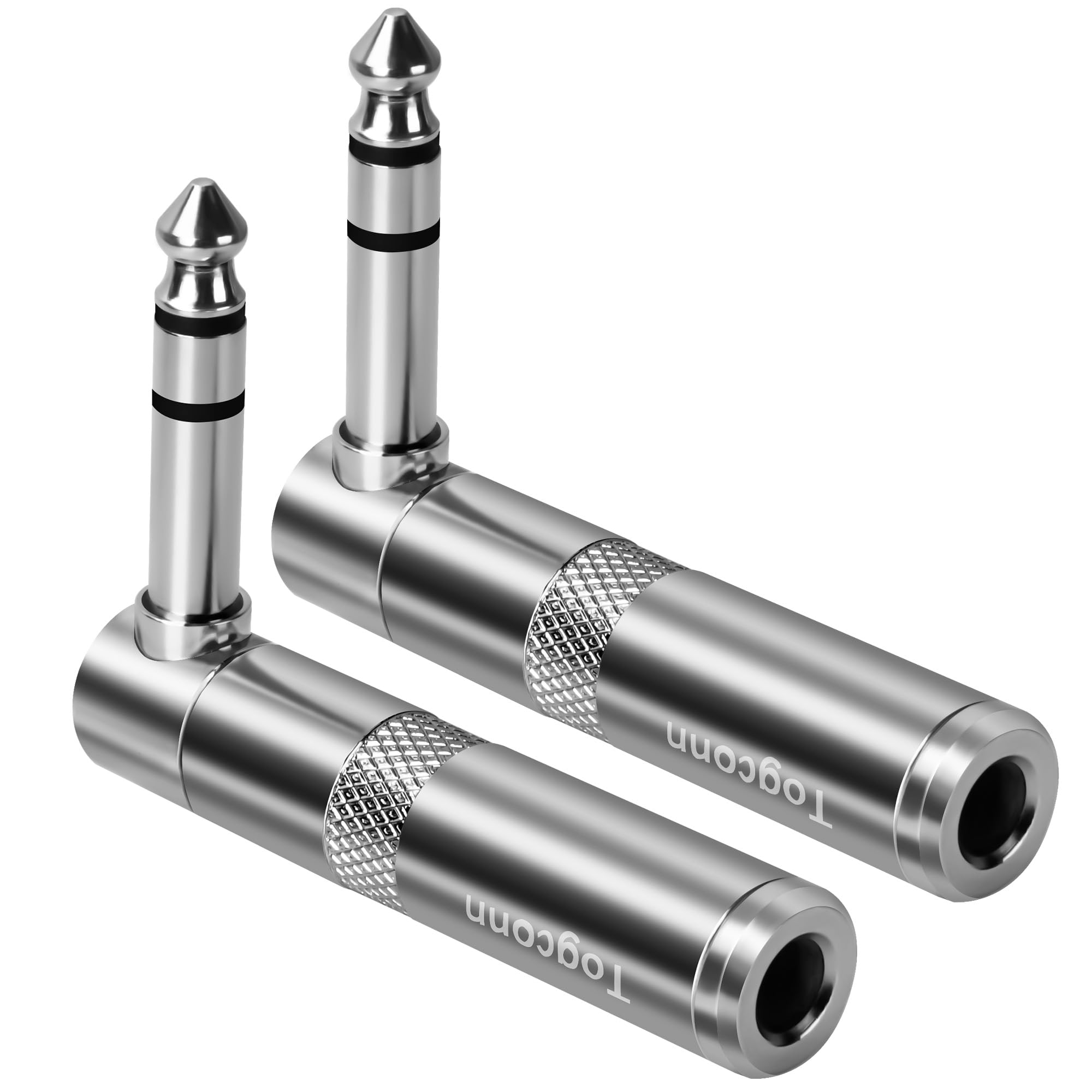 90 Degree 1/4 inch TRS Audio Extension Adapter 2-Pack, Right Angle 6.35mm 1/4" TRS Stereo Male to Female Heavy Duty Metal L-Shaped Connector for Speaker, Guitar, Microphone Cables-image-49