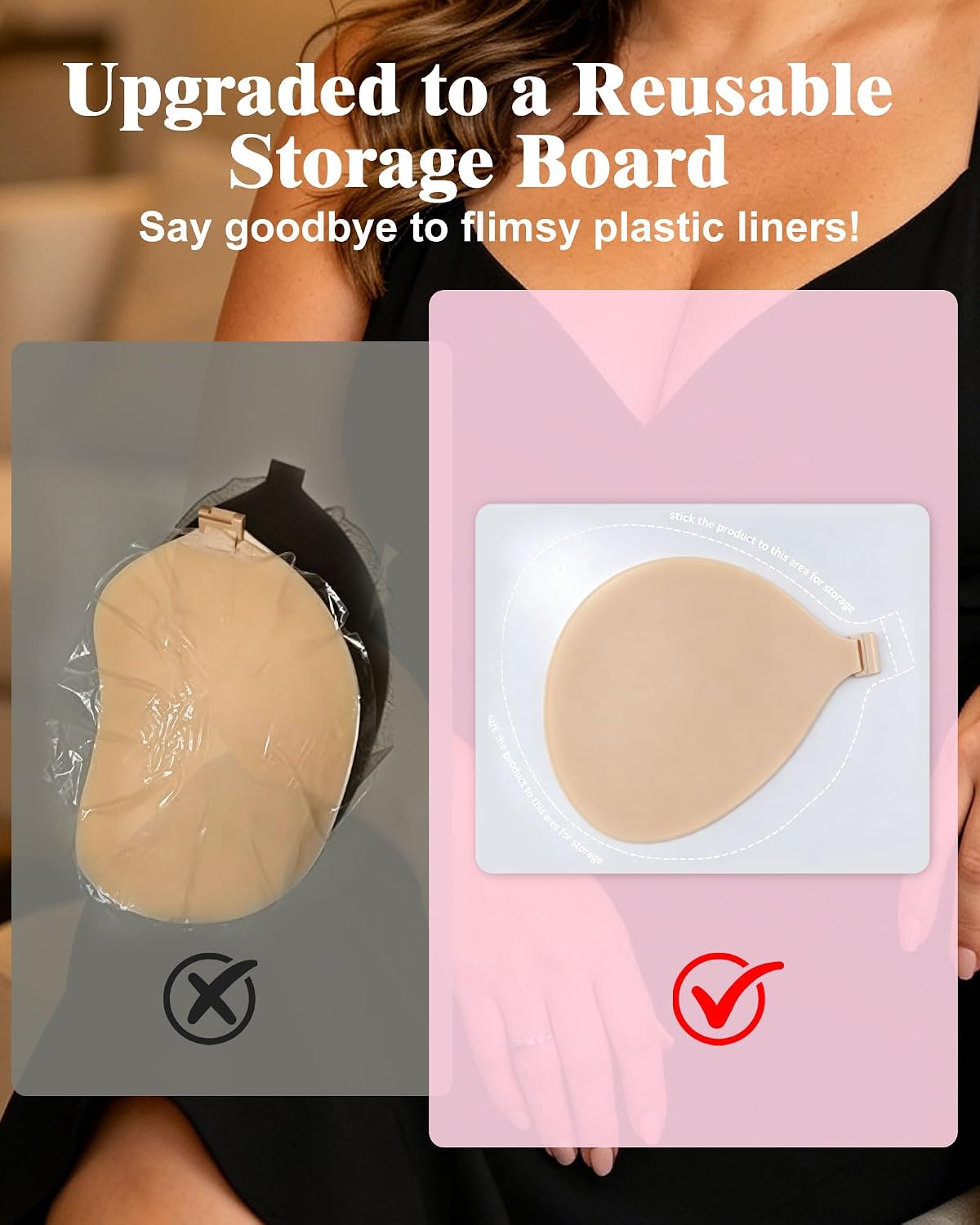 Strapless Bra Push Up, Invisible Sticky Bra for Women,Reusable Adhesive Bra for Backless