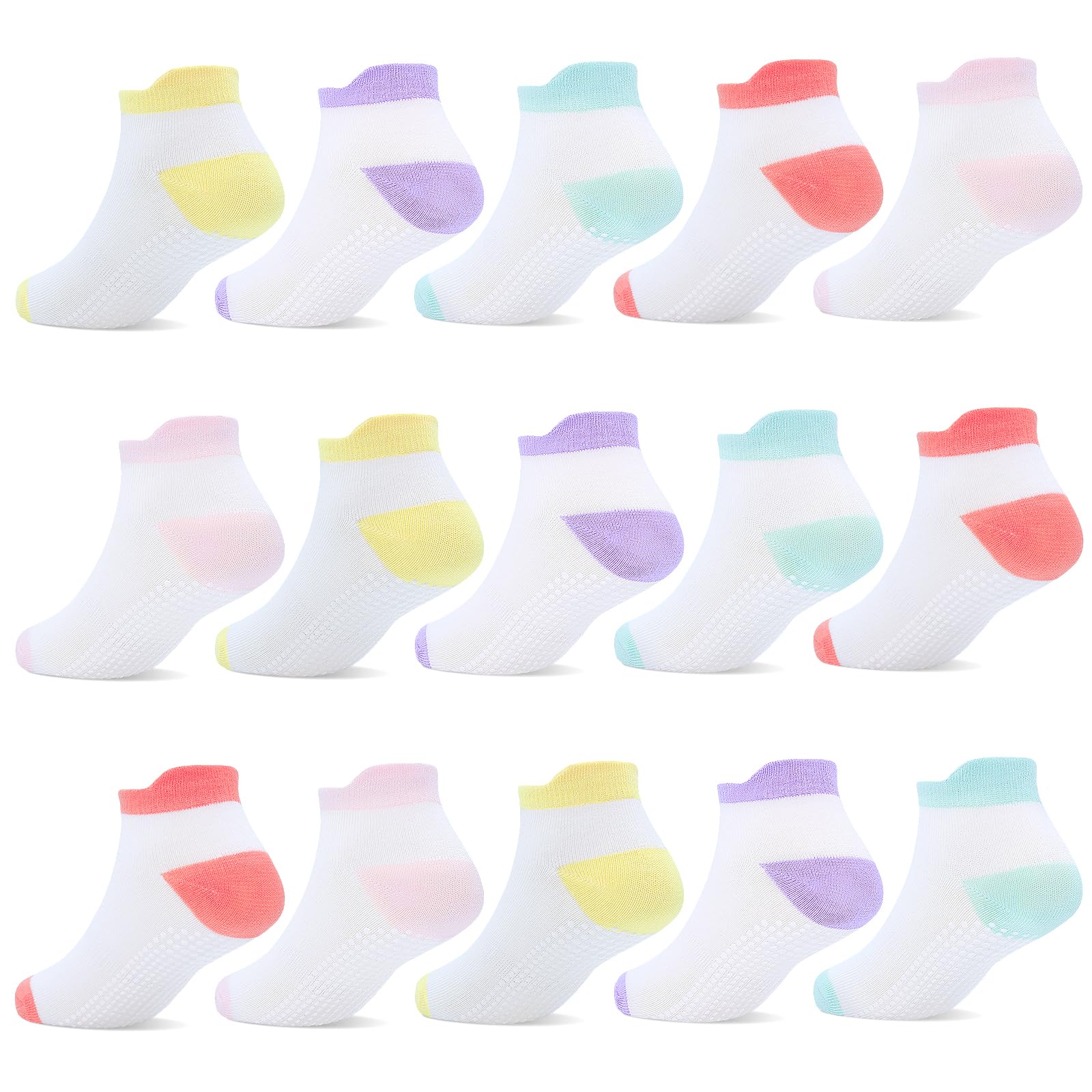GRPSKCOS Non Slip Toddler Socks 15 Pairs Toddler Grip Anti Skid Low Cut Socks for 1-7 Years Boys Girls